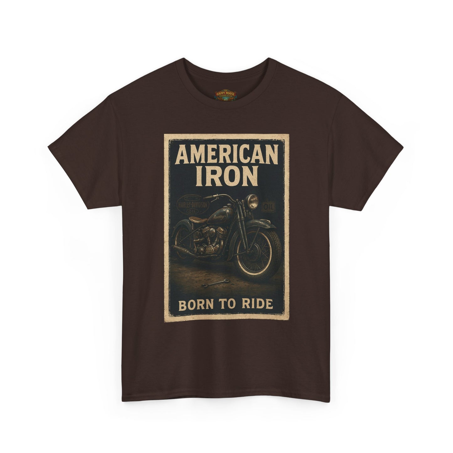 American Iron motorcycle poster Tee | Born to Ride vintage biker graphic T-Shirt