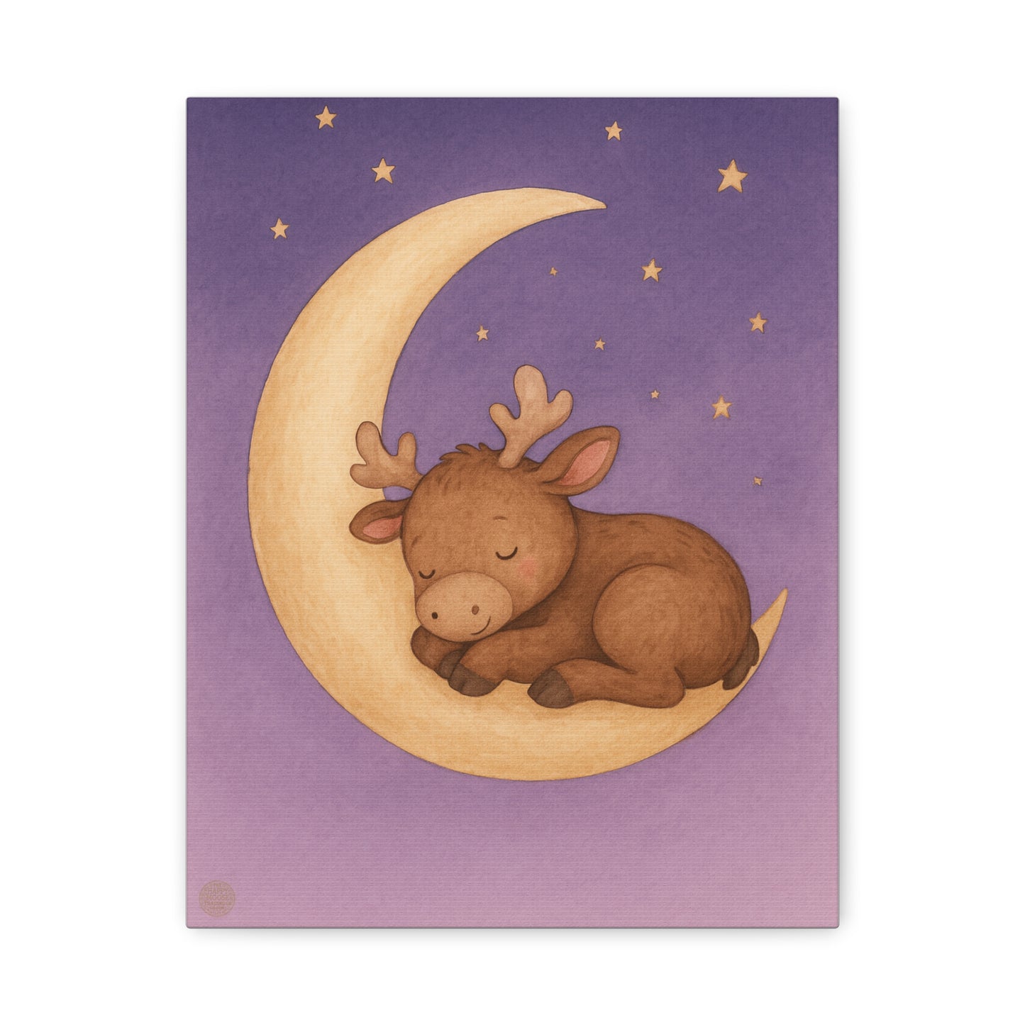 Sleeping Reindeer Moon Matte Canvas Wall Art