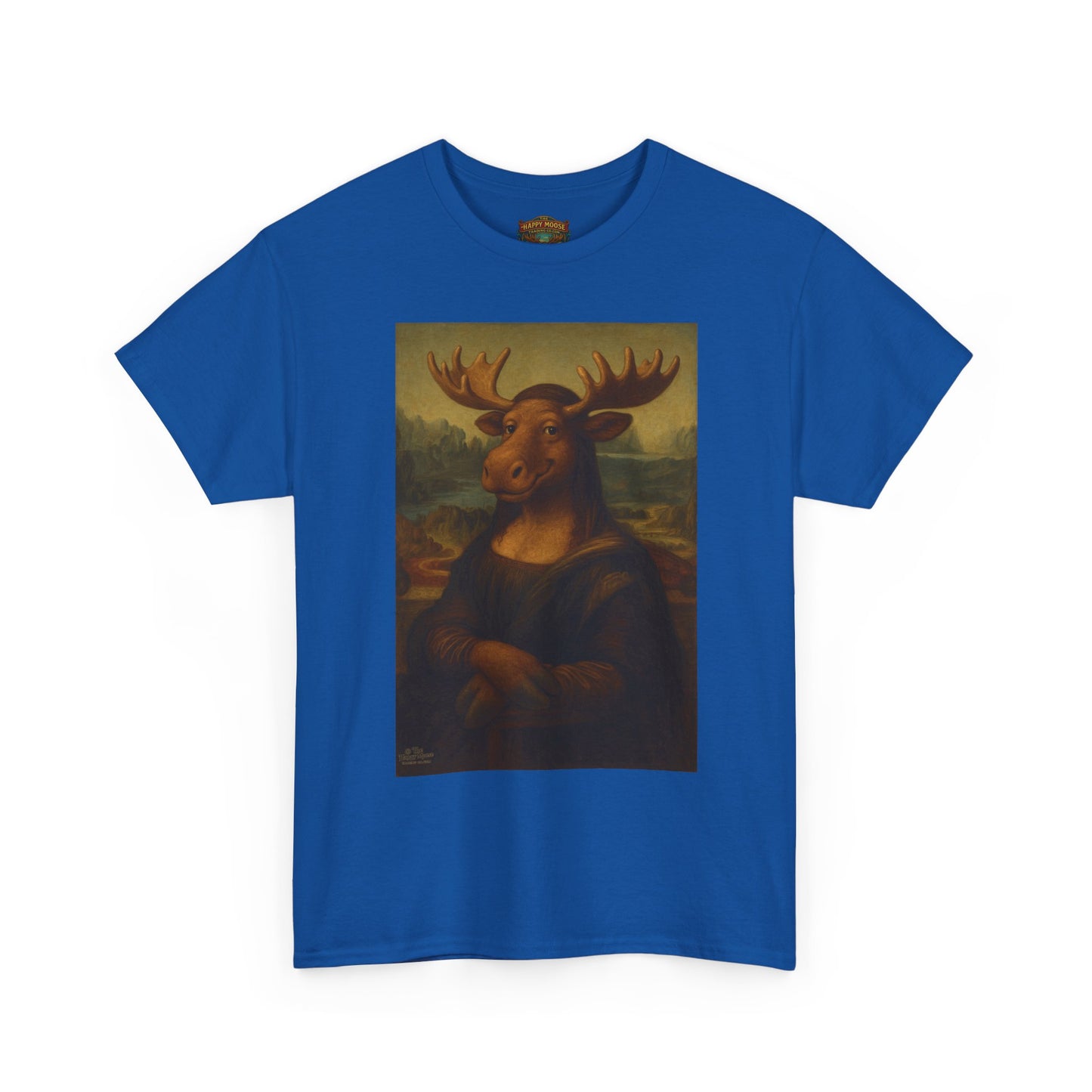 Mona Moose Tee — Funny Renaissance Moose Portrait T‑Shirt