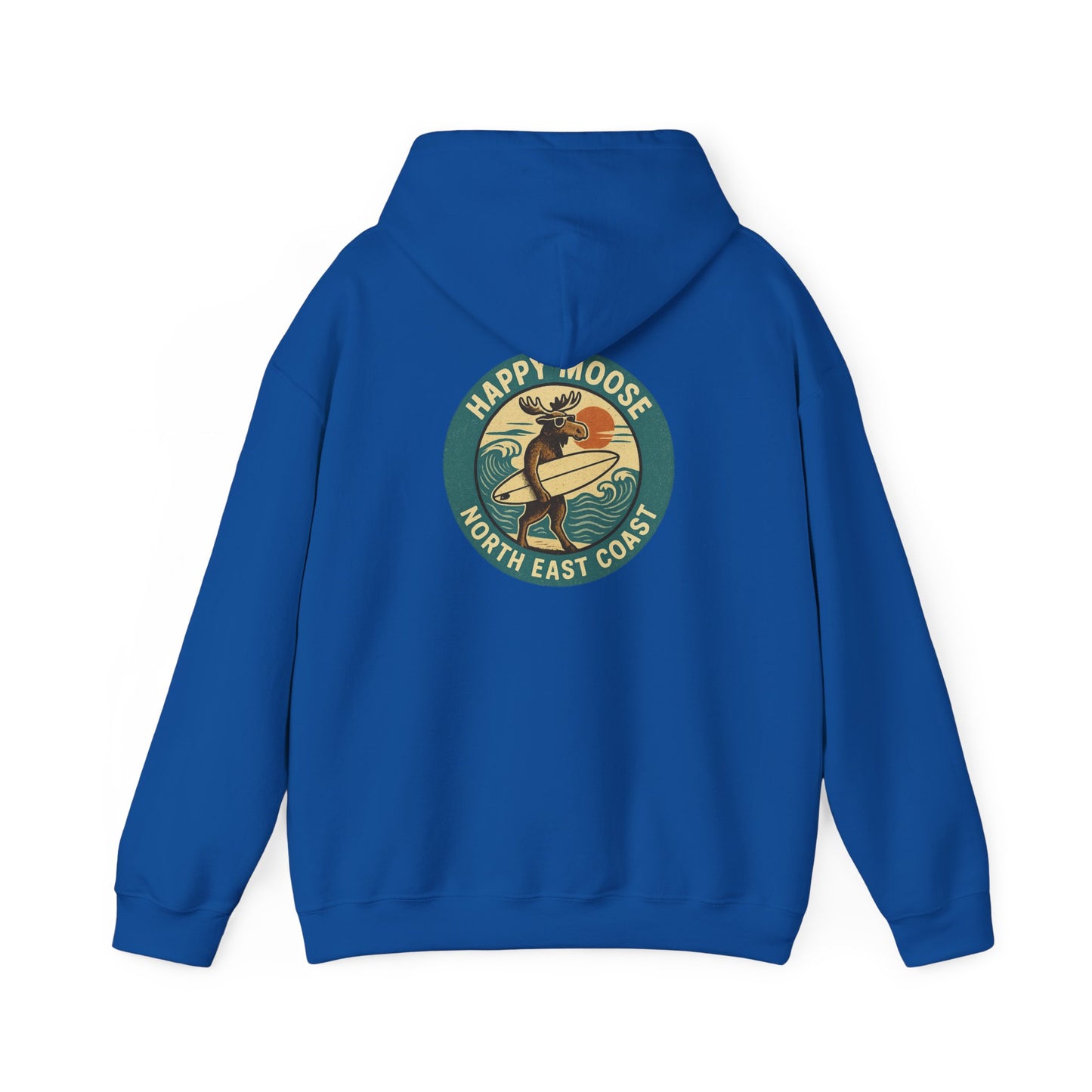 Moose Surf Hoodie – "Happy Moose North East Coast" Retro Surf Graphic