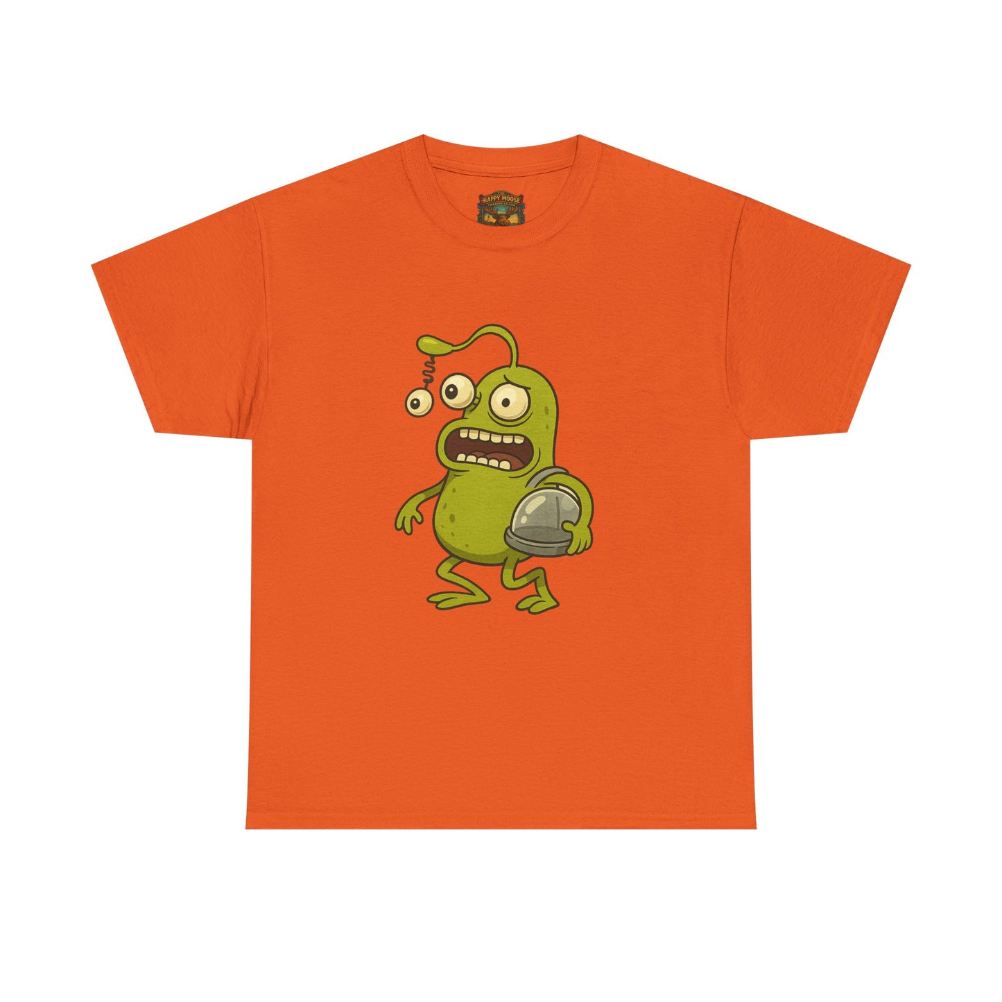 Green Alien Cartoon Tee | Funny Space Monster Illustration B
