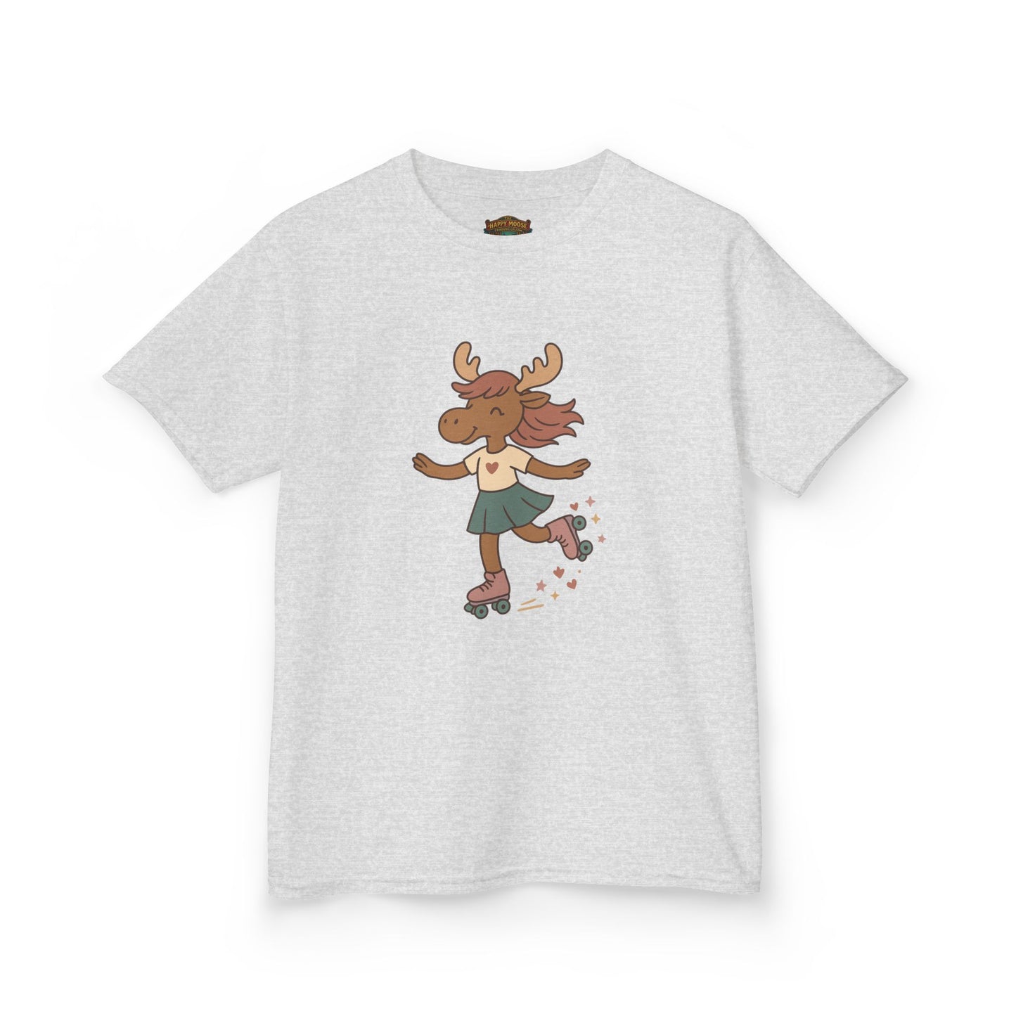 Kids Tee — Cute Roller-Skating Moose Girl Graphic