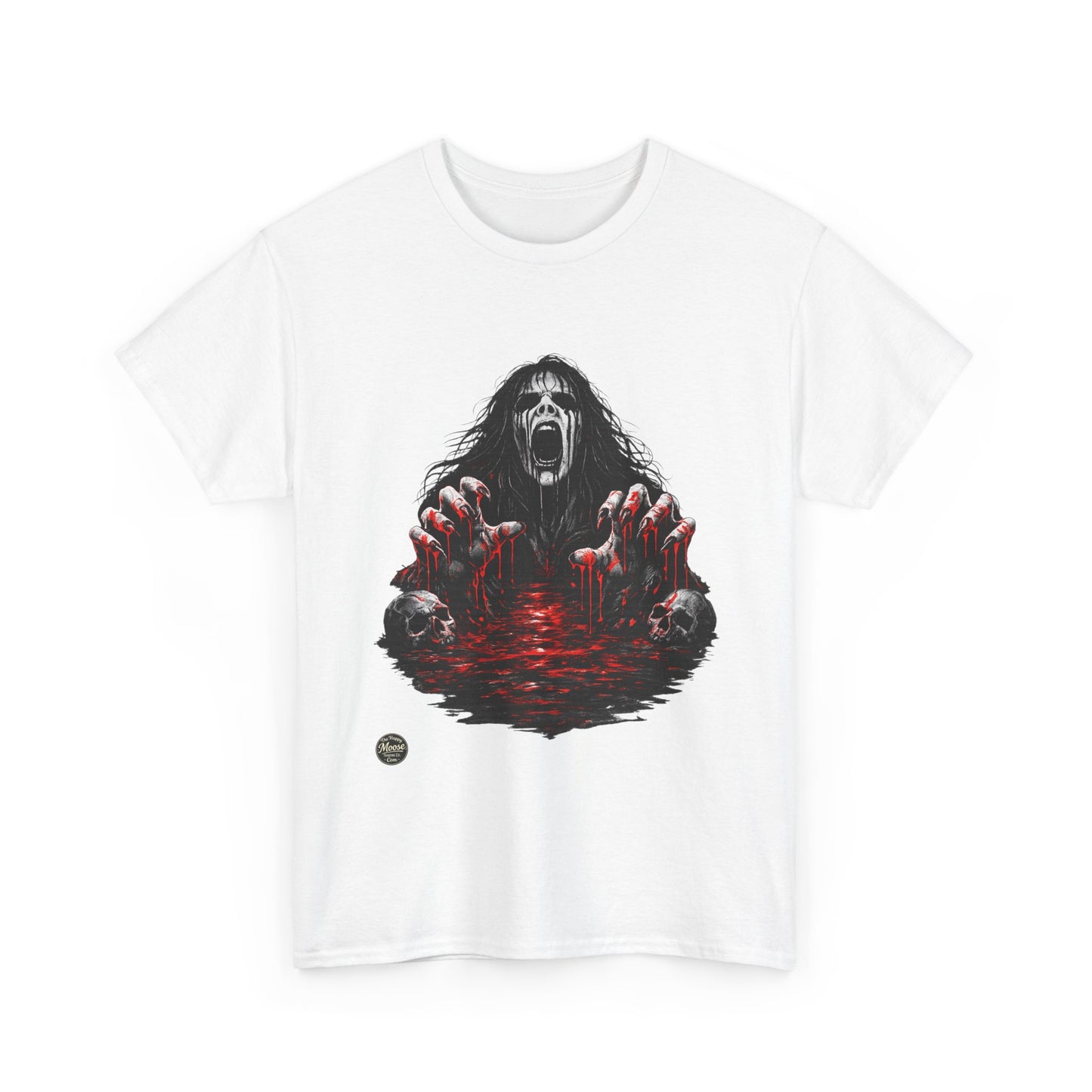 T-Shirt — Horror Scream Design with Red Blood Pool (Gothic Horror Tee)  EZ002