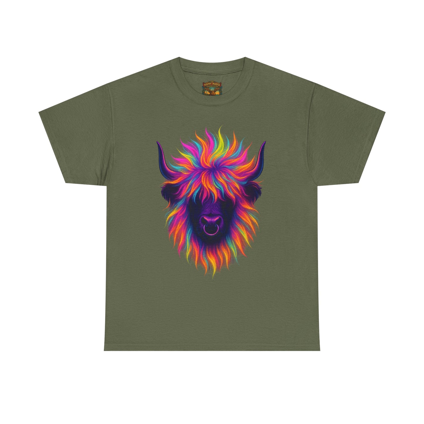 Colorful Highland Cow T-Shirt — Vibrant Rainbow Yak Graphic Tee