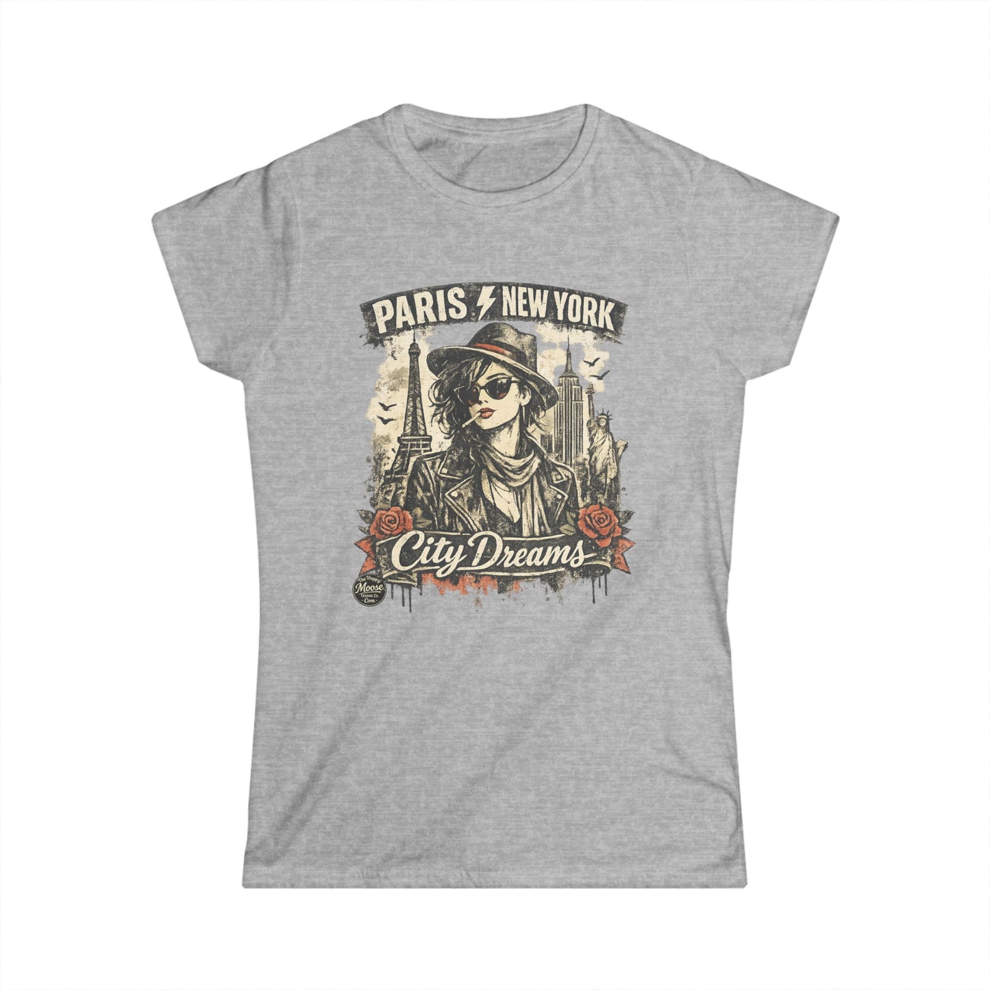 City Dreams Tee — Paris & New York Vintage Traveller Women's T‑Shirt #E