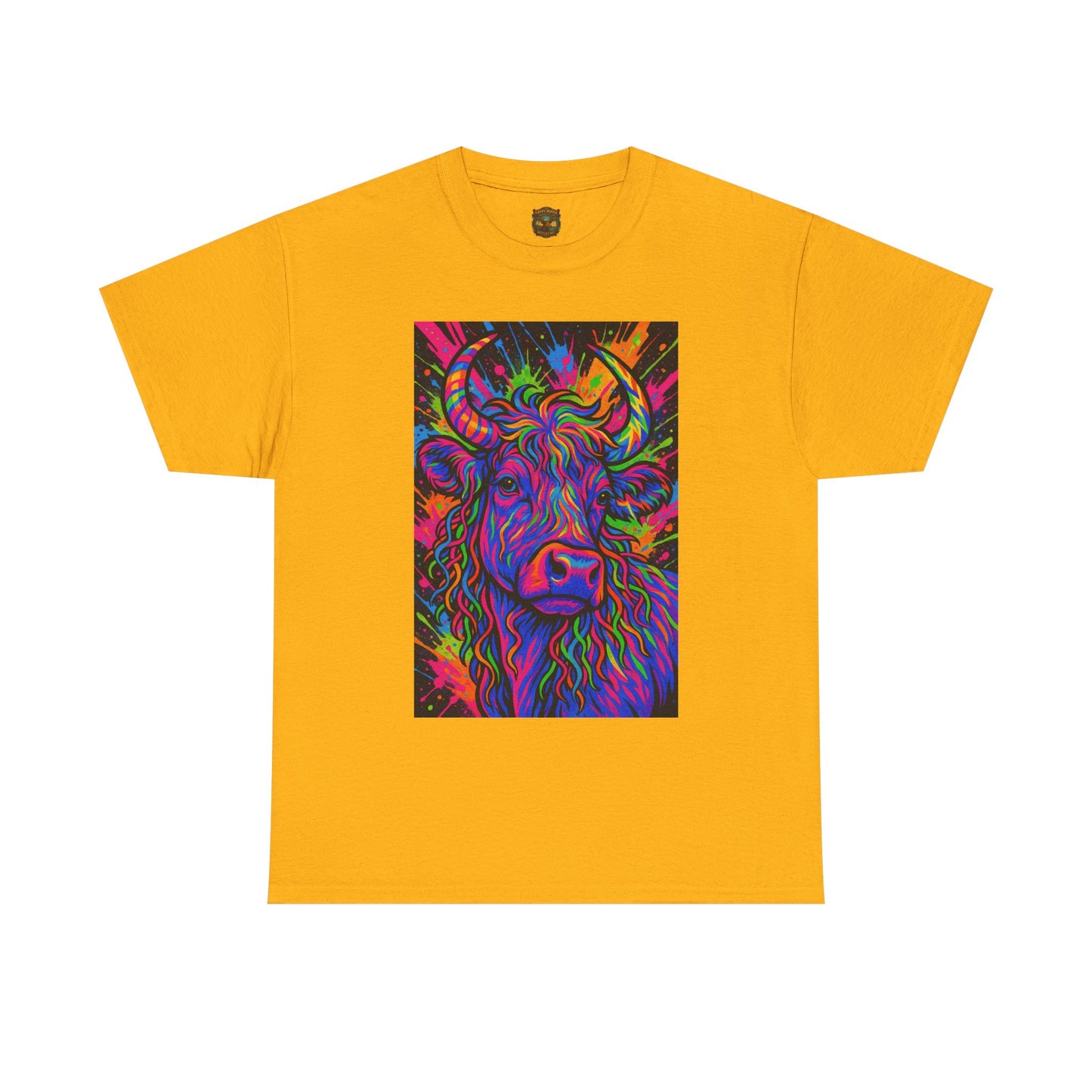 Psycadelic Highland Cow T-Shirt | Retro Rainbow Cow Art 1