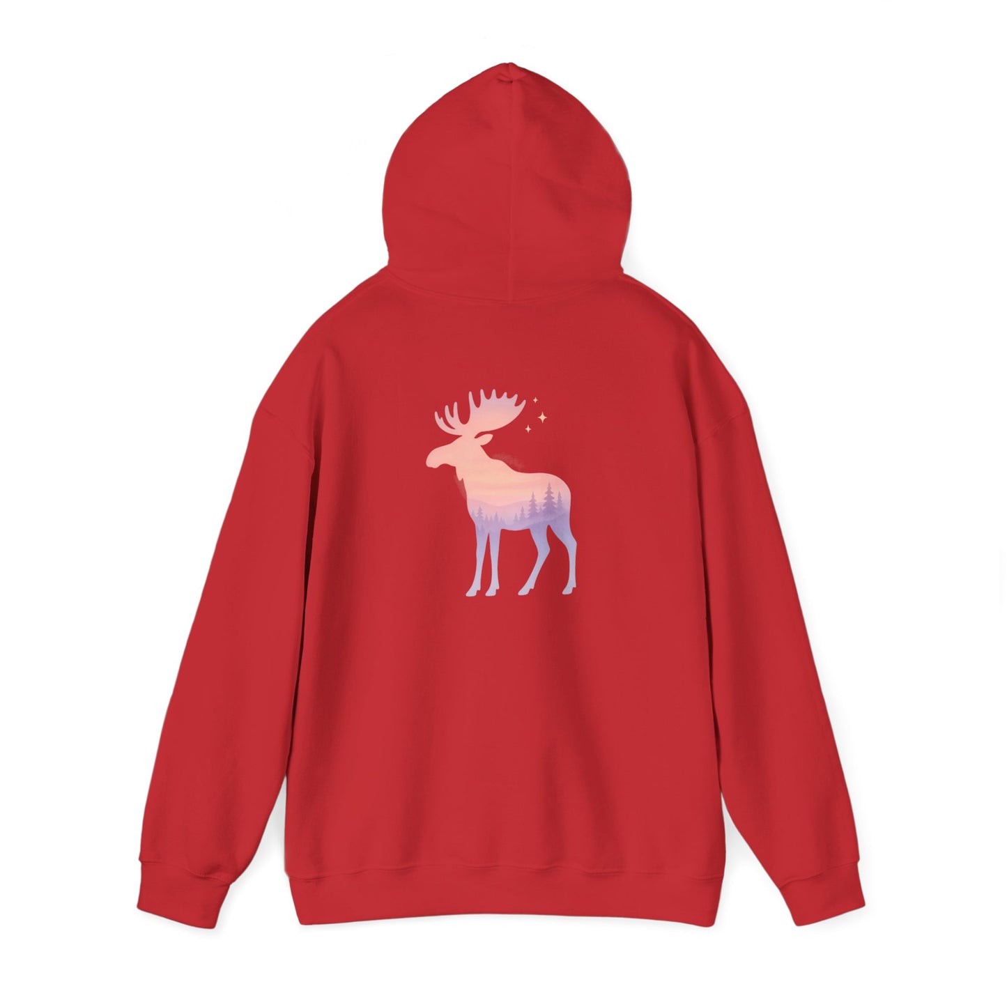 Moose Sunset Hoodie — Pastel Gradient Elk Graphic Pullover