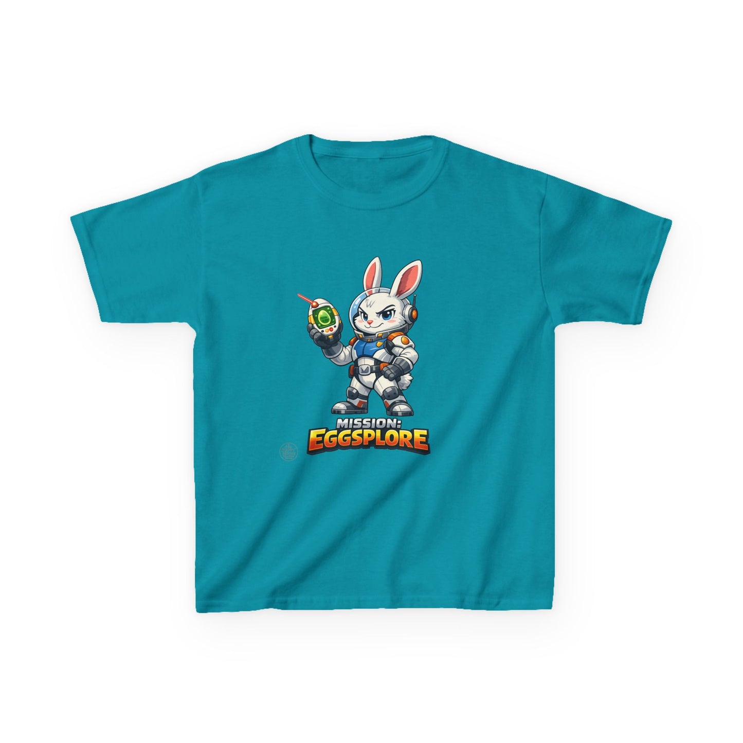 Kids Tee — 'Eggsplore' Bunny Space Explorer Graphic Shirt