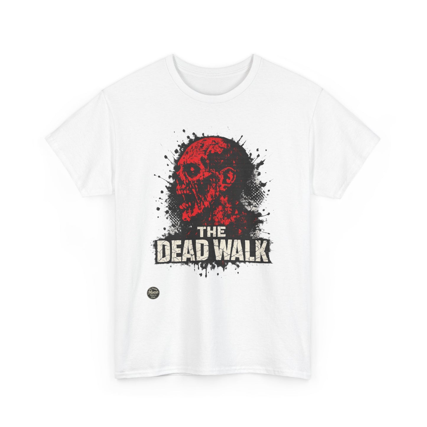 The Dead Walk Horror T-Shirt — Red Zombie Skull Graphic Tee