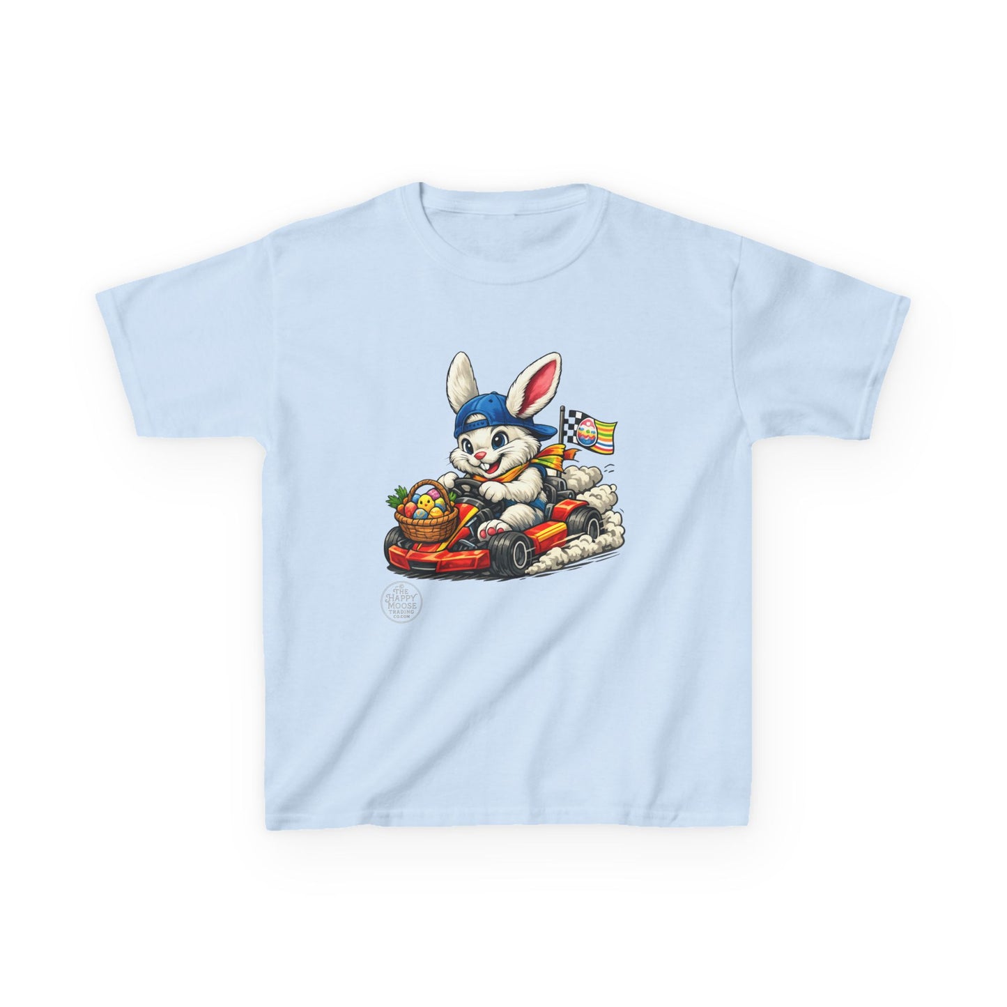 Kids Bunny Go-Kart Tee – Easter Bunny Racing with Candy Basket