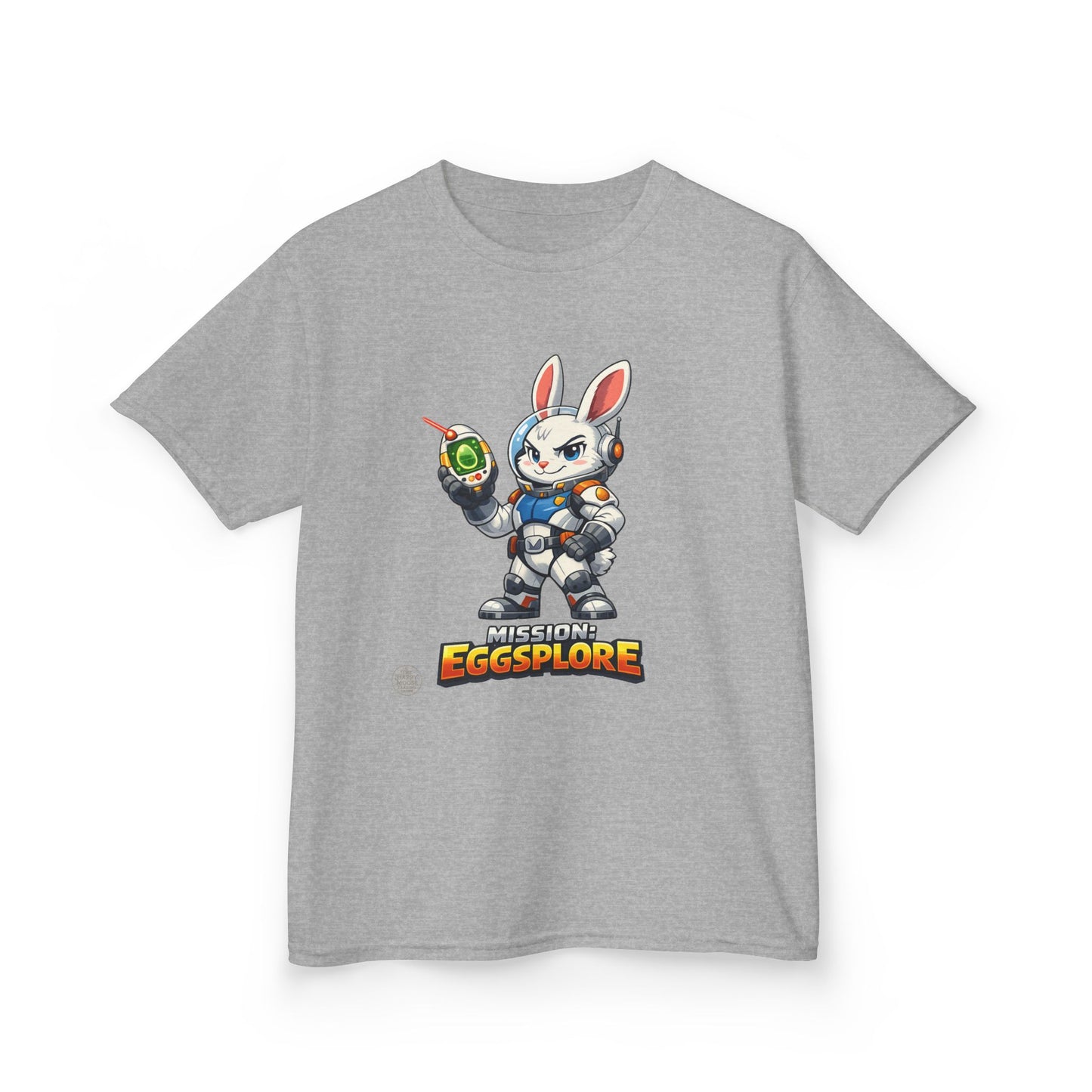 Kids Tee — 'Eggsplore' Bunny Space Explorer Graphic Shirt