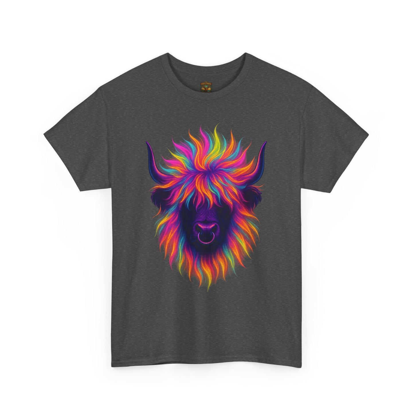 Colorful Highland Cow T-Shirt — Vibrant Rainbow Yak Graphic Tee