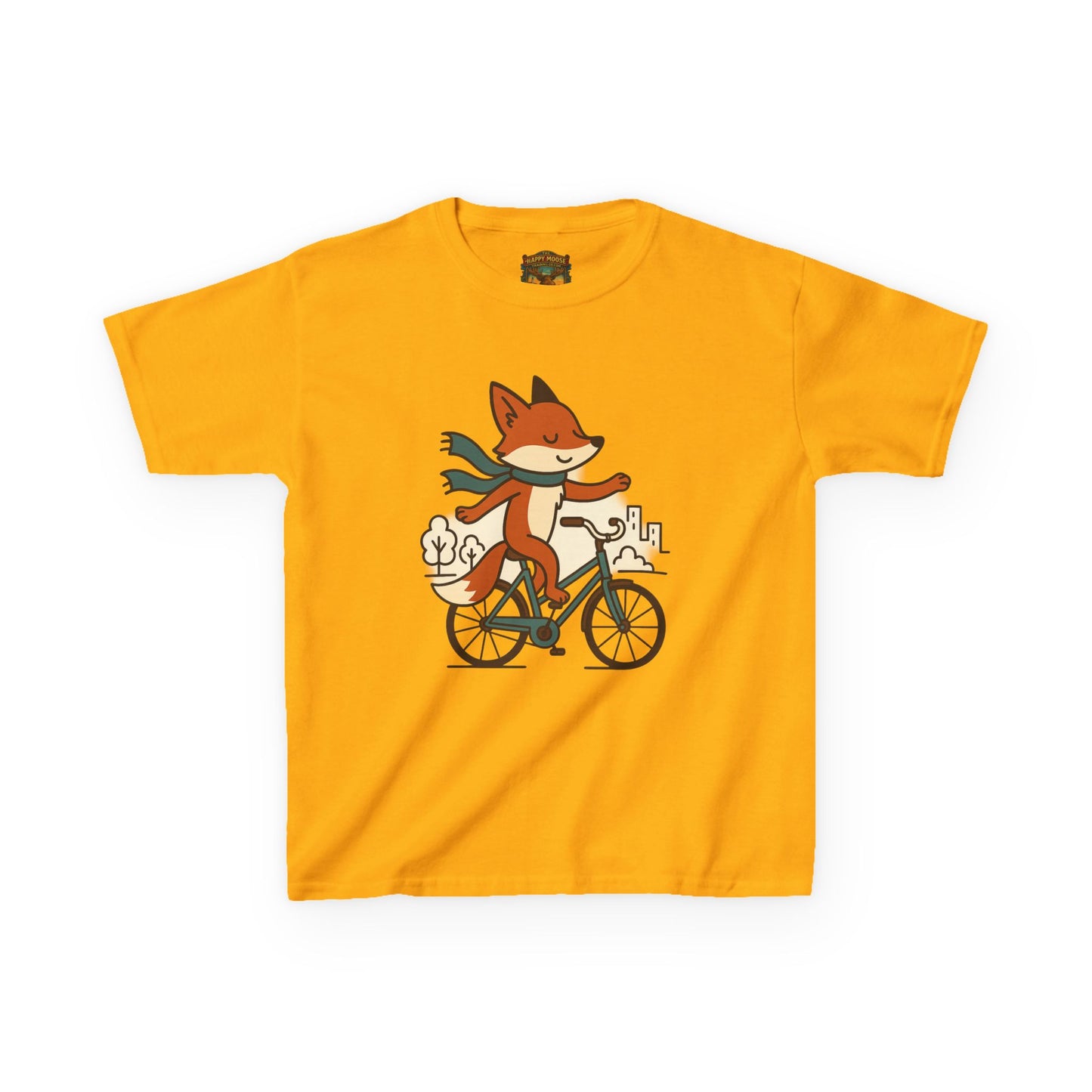 Kids Fox Bike T‑Shirt — Cute Riding Fox Illustration Tee