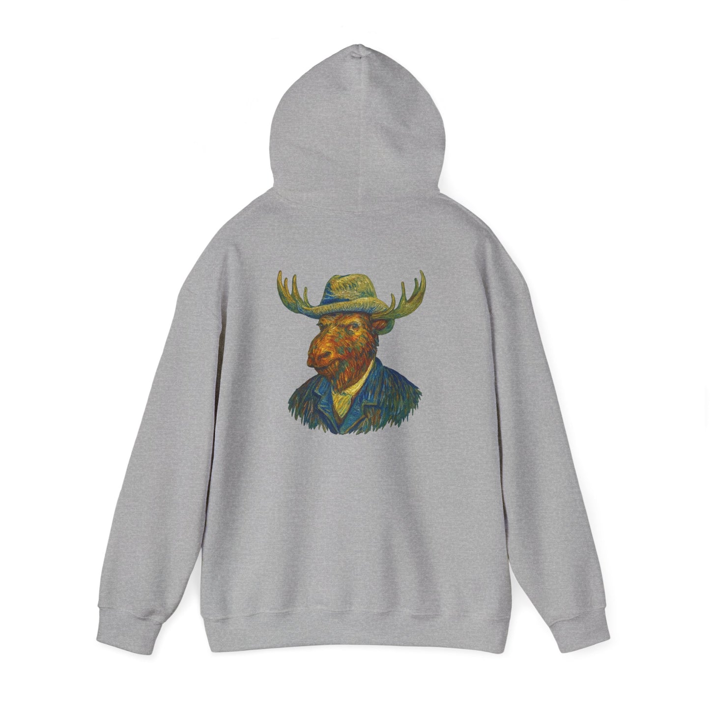 Van Gogh Moose Portrait Hoodie — Artistic Antlered Van Gogh Pullover