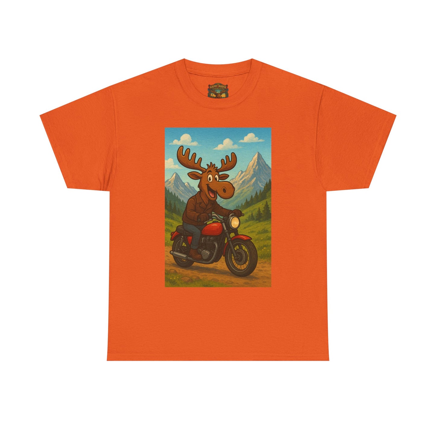 Happy Moose Motorcycle T-Shirt | Vintage Biker Moose Illustration