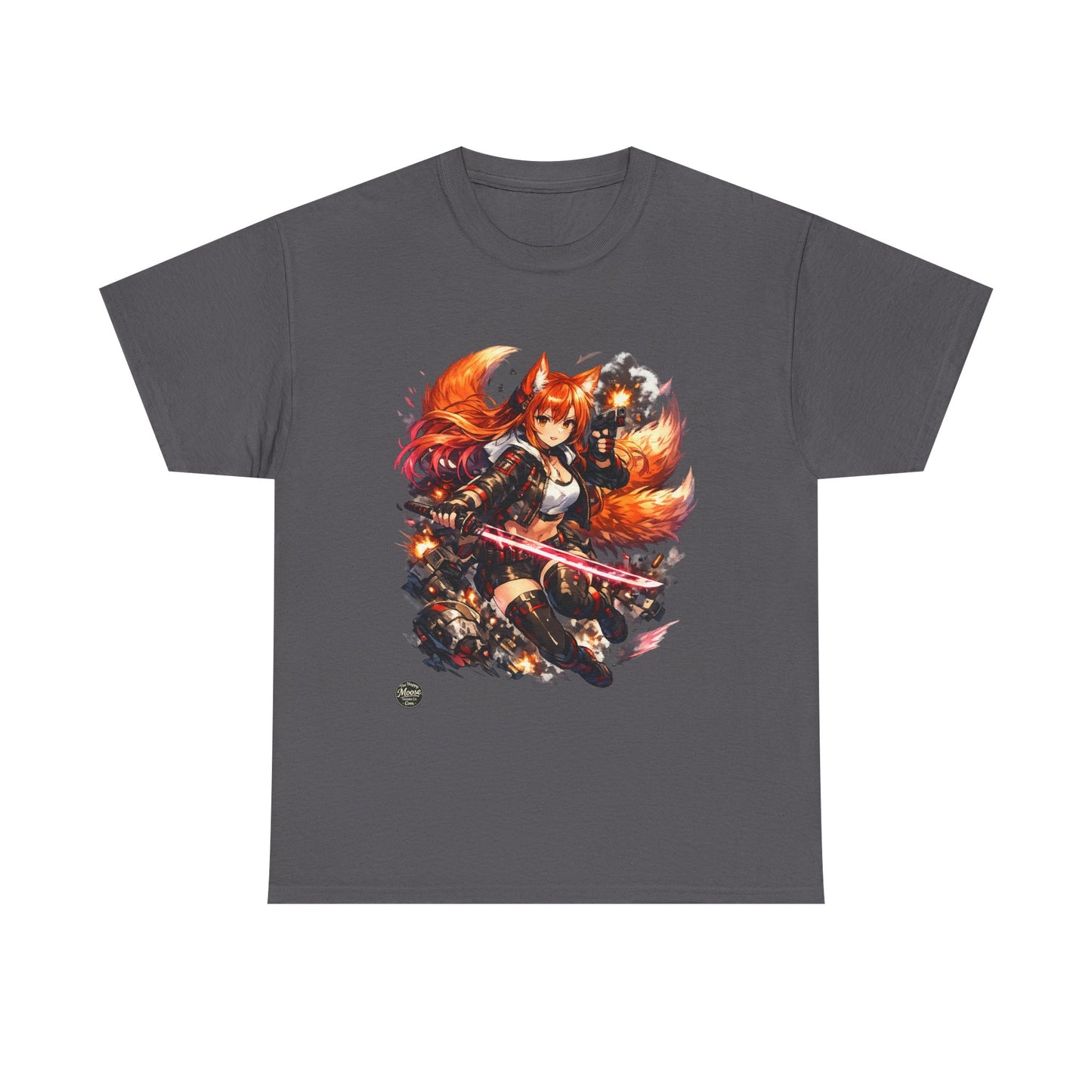 Fox Warrior Anime T-Shirt — Samurai Kitsune Graphic Tee #E004