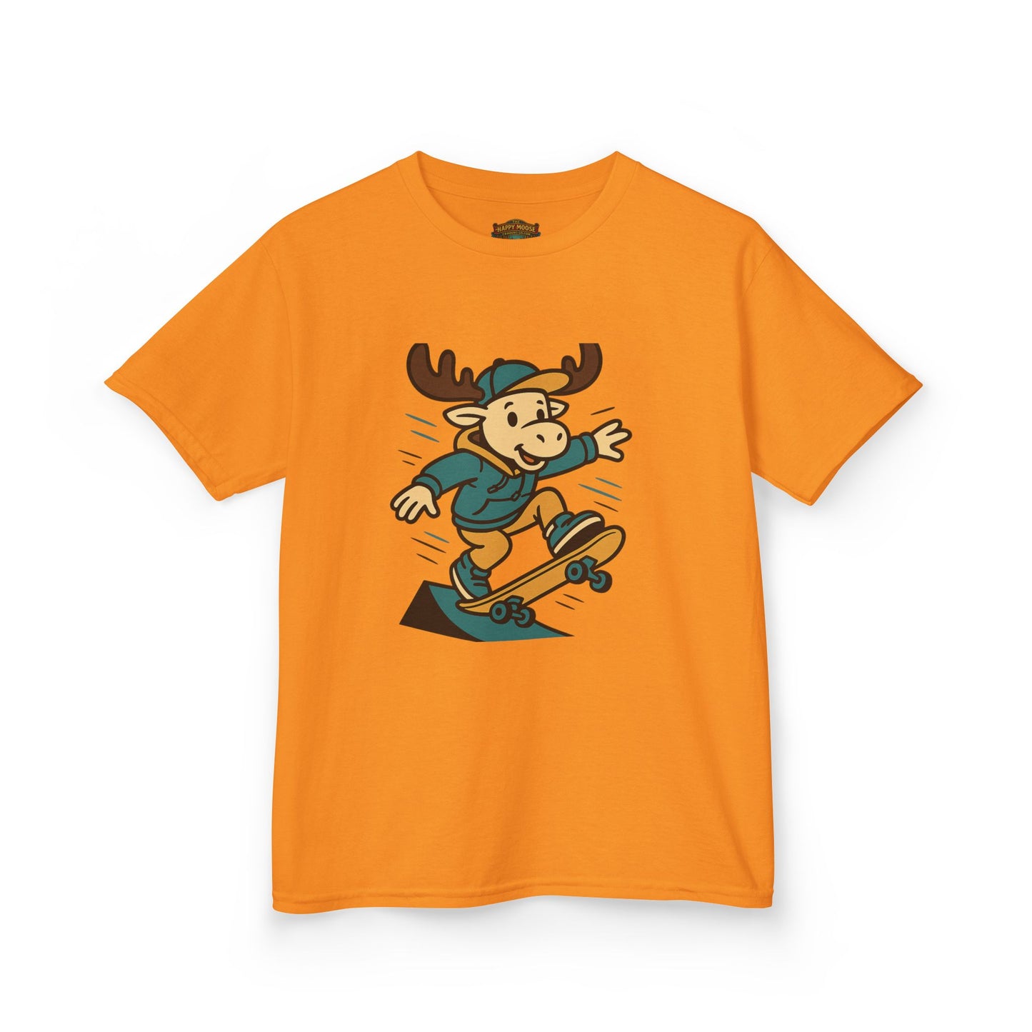 Kids Skateboarding Moose T‑Shirt — Cute Cartoon Skateboard Tee for Boys & Girls