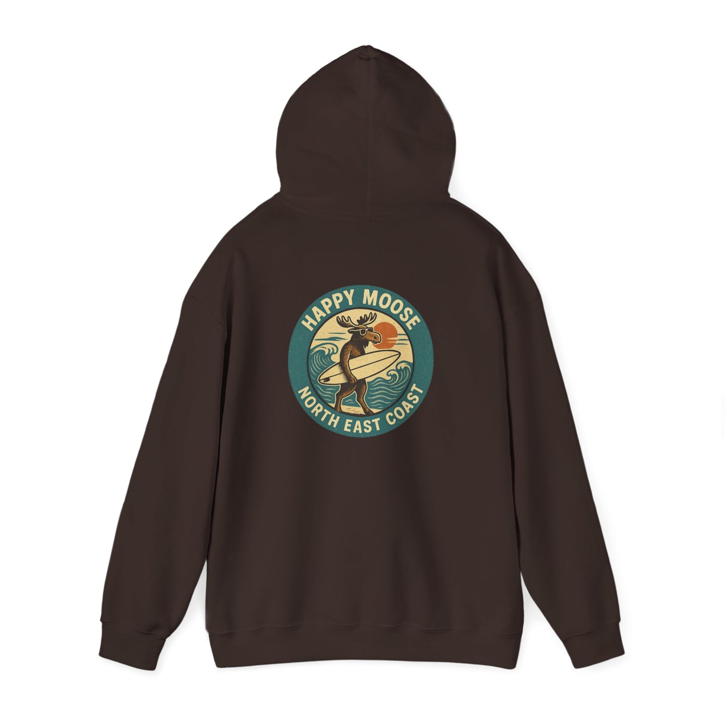 Moose Surf Hoodie – "Happy Moose North East Coast" Retro Surf Graphic
