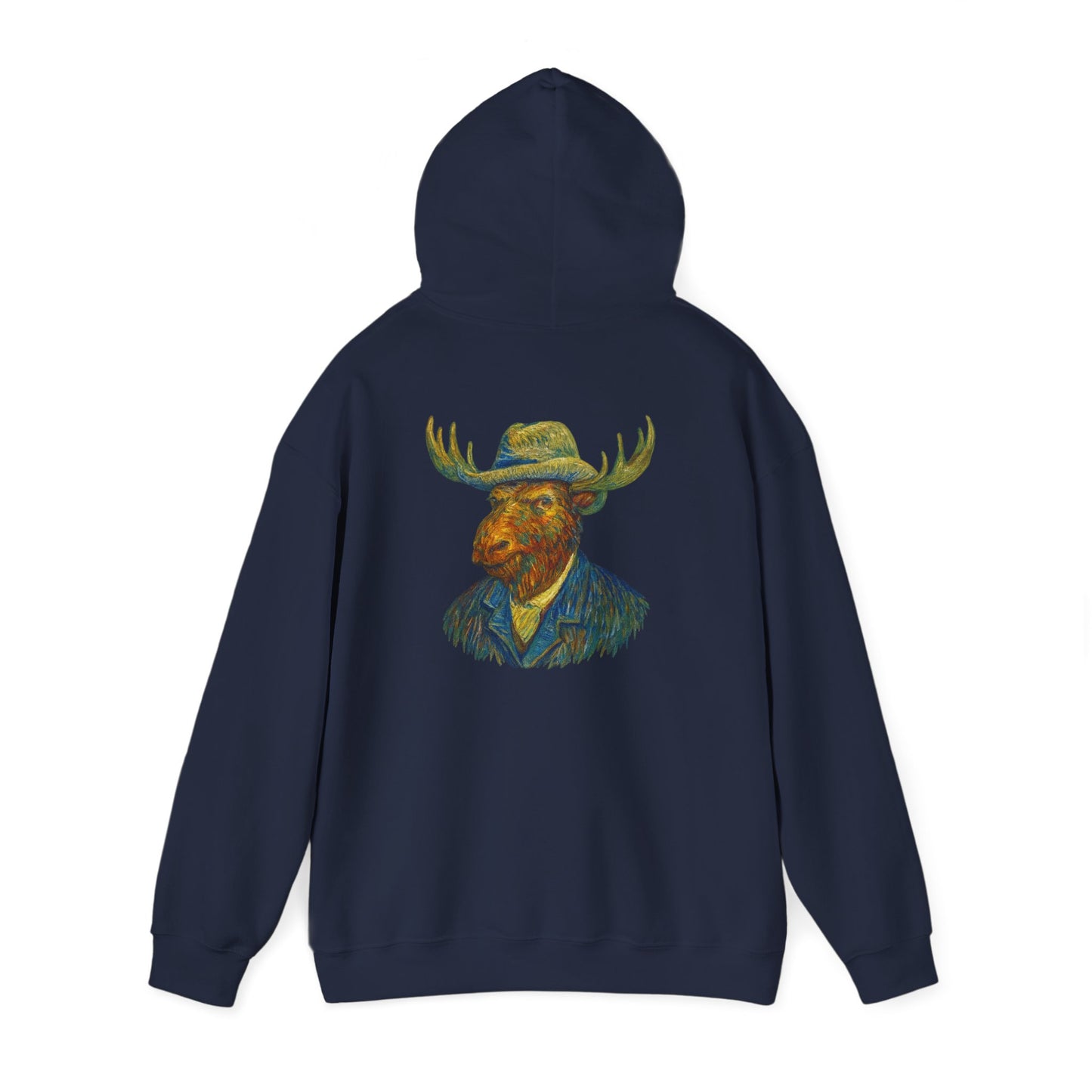 Van Gogh Moose Portrait Hoodie — Artistic Antlered Van Gogh Pullover