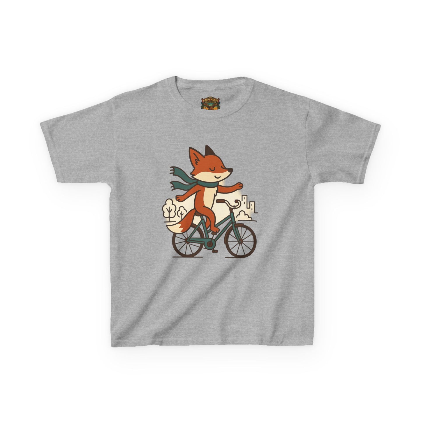 Kids Fox Bike T‑Shirt — Cute Riding Fox Illustration Tee