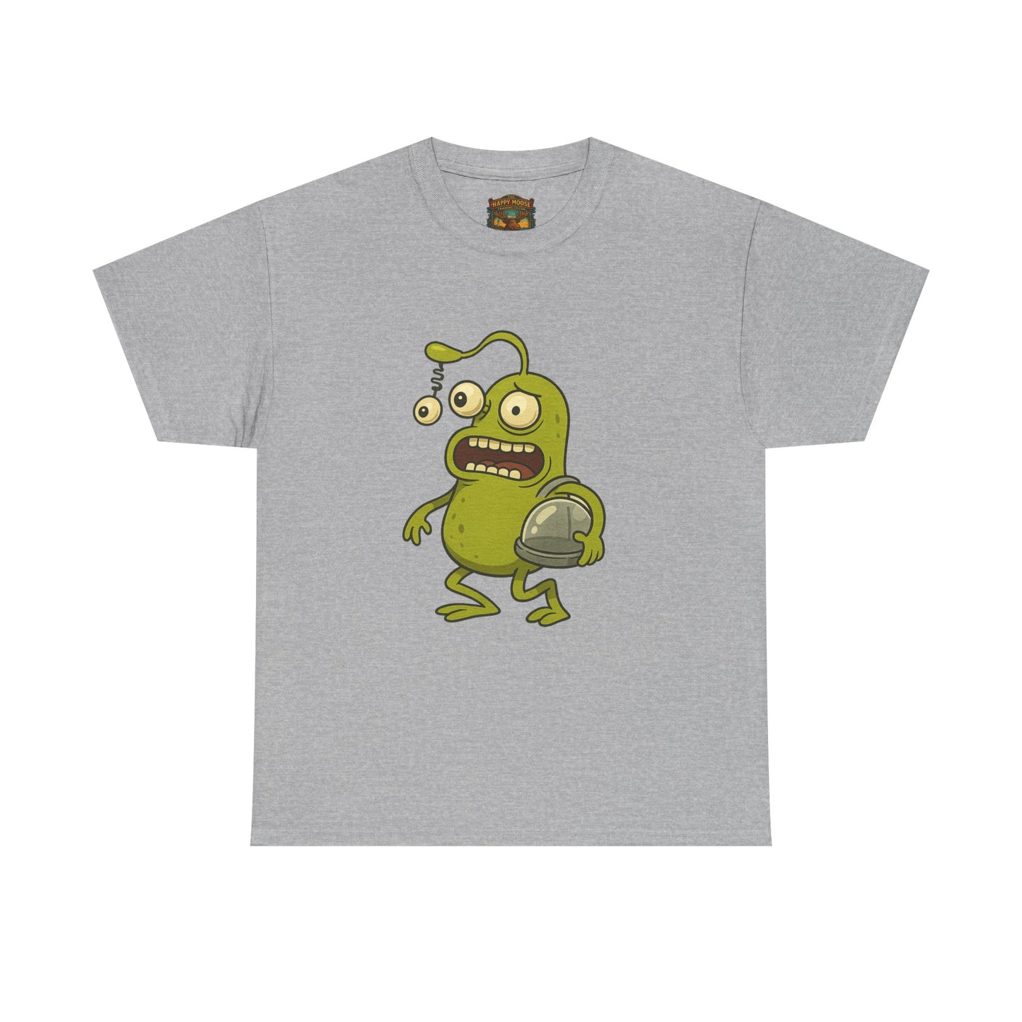 Green Alien Cartoon Tee | Funny Space Monster Illustration B