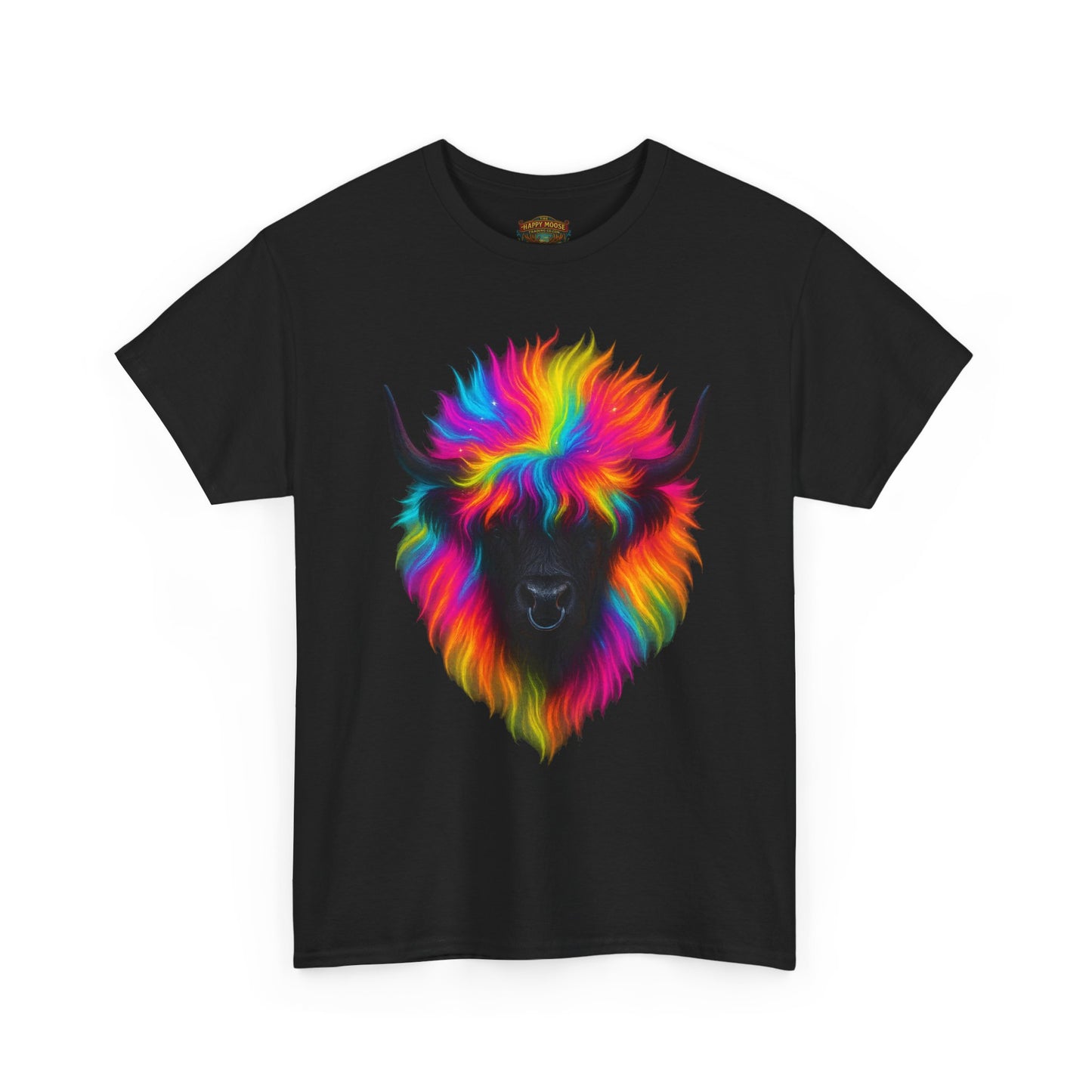 Rainbow Buffalo T-Shirt — Colorful Neon Bison Graphic Tee