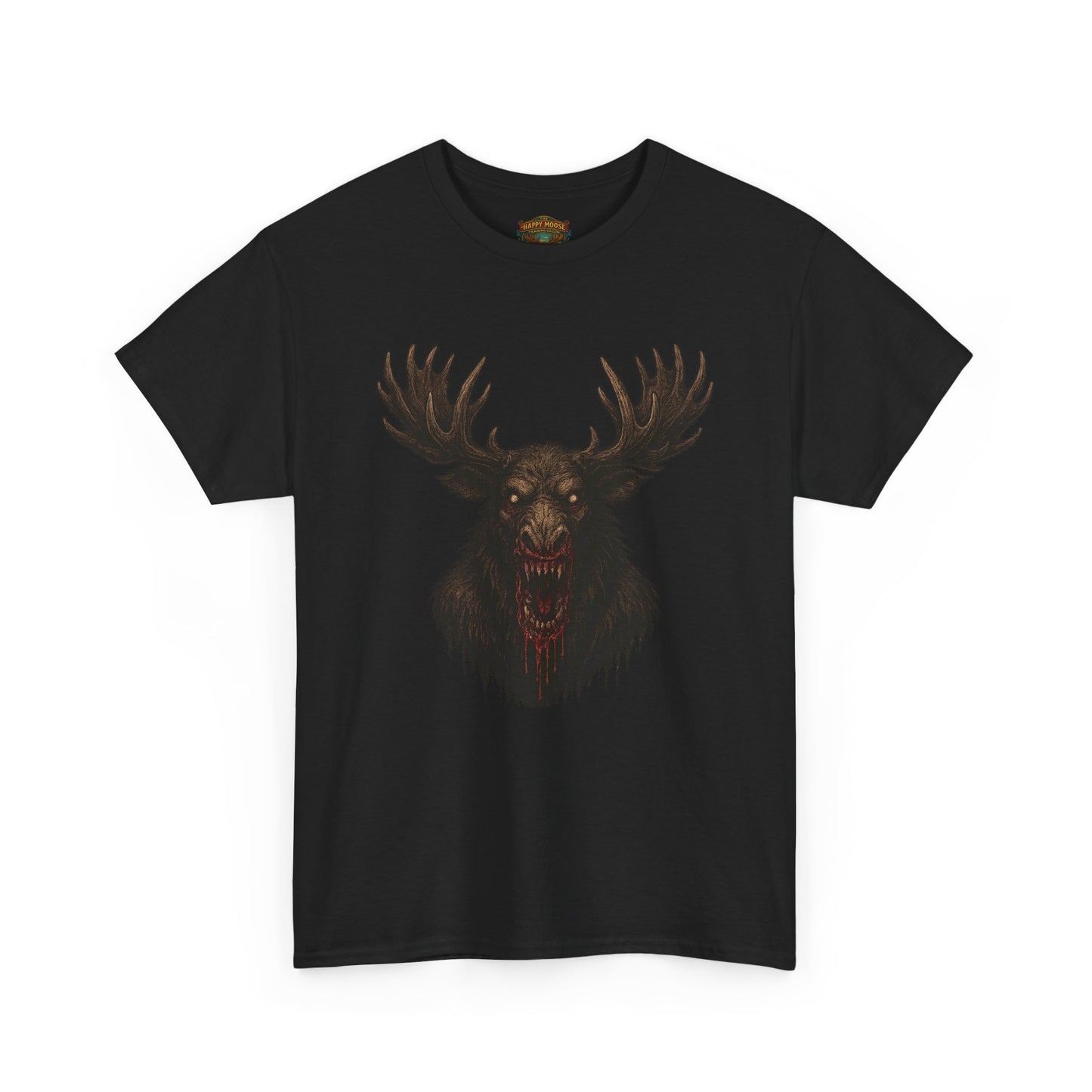 Moose Skull Graphic Tee — Dark Forest Horror Antler Shirt