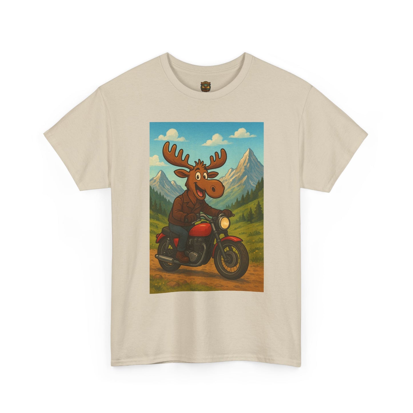 Happy Moose Motorcycle T-Shirt | Vintage Biker Moose Illustration