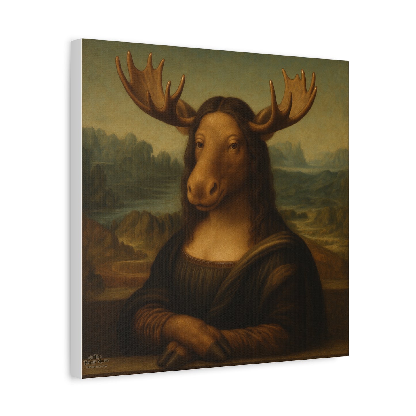 Mona Moose Canvas Print — Whimsical Animal Renaissance Wall Art