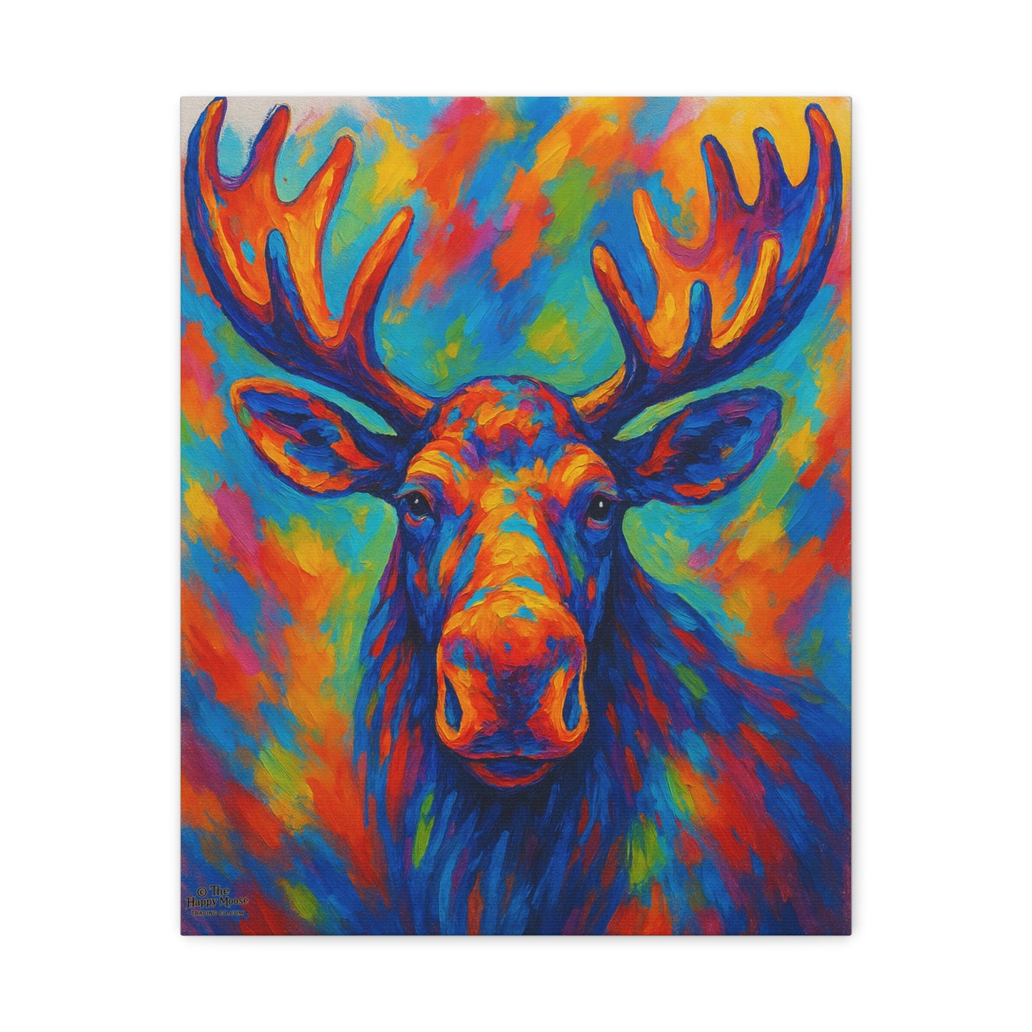Colorful Moose Canvas Print — Vibrant Stretched Wall Art