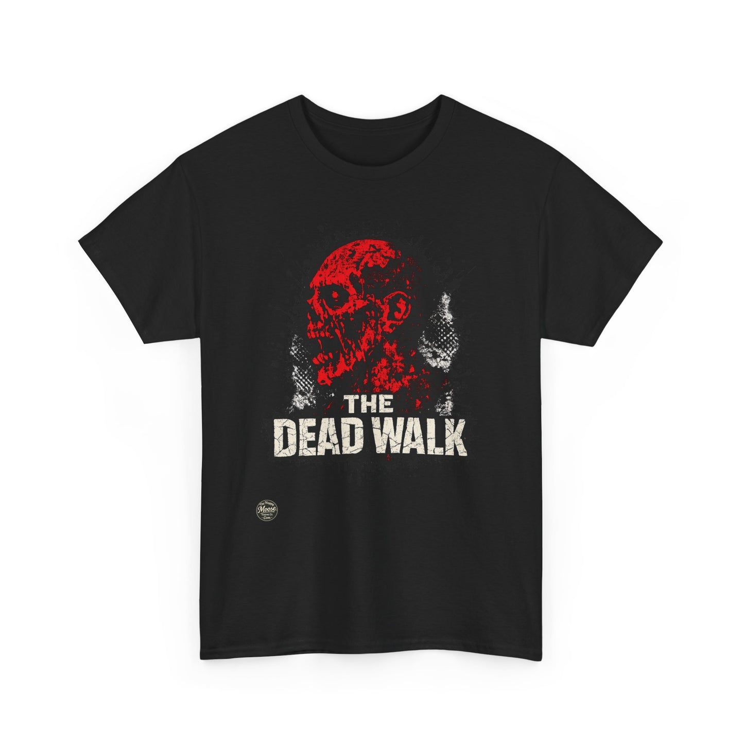 The Dead Walk Horror T-Shirt — Red Zombie Skull Graphic Tee