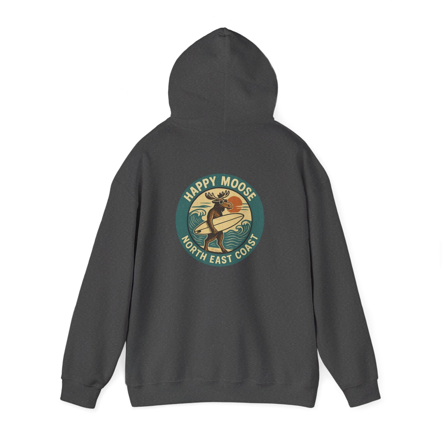 Moose Surf Hoodie – "Happy Moose North East Coast" Retro Surf Graphic