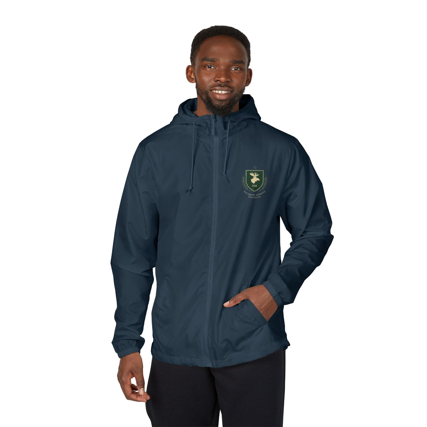 Windbreaker Jacket — Green Crest Emblem Hooded Windbreaker