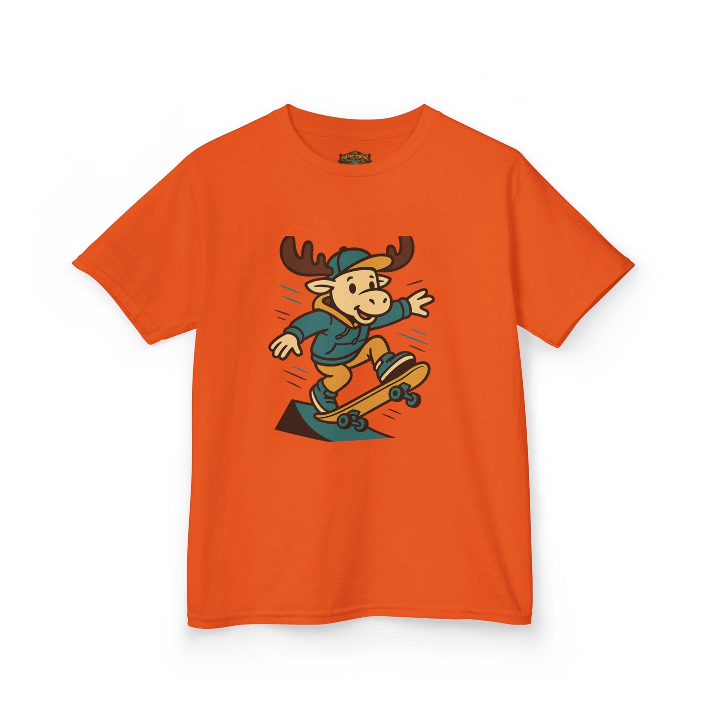Kids Skateboarding Moose T‑Shirt — Cute Cartoon Skateboard Tee for Boys & Girls