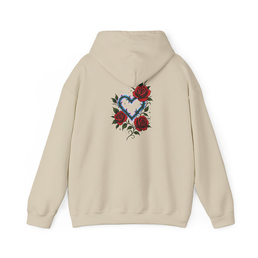 Hoodie — Smoky Heart with Red Roses Back Graphic