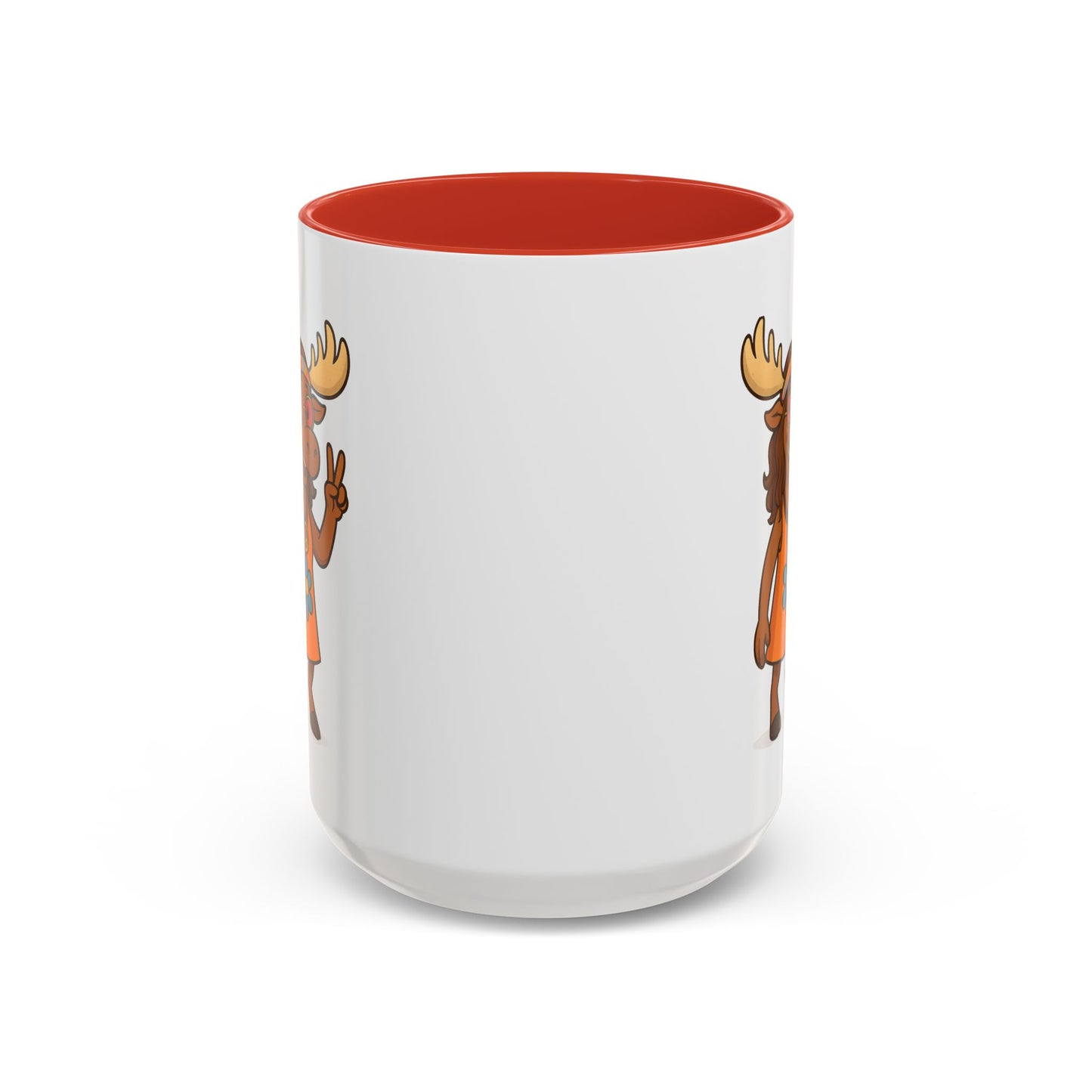 Hippie Moose Coffee Mug — Peace Sign Retro Moose Accent Mug (11/15oz)