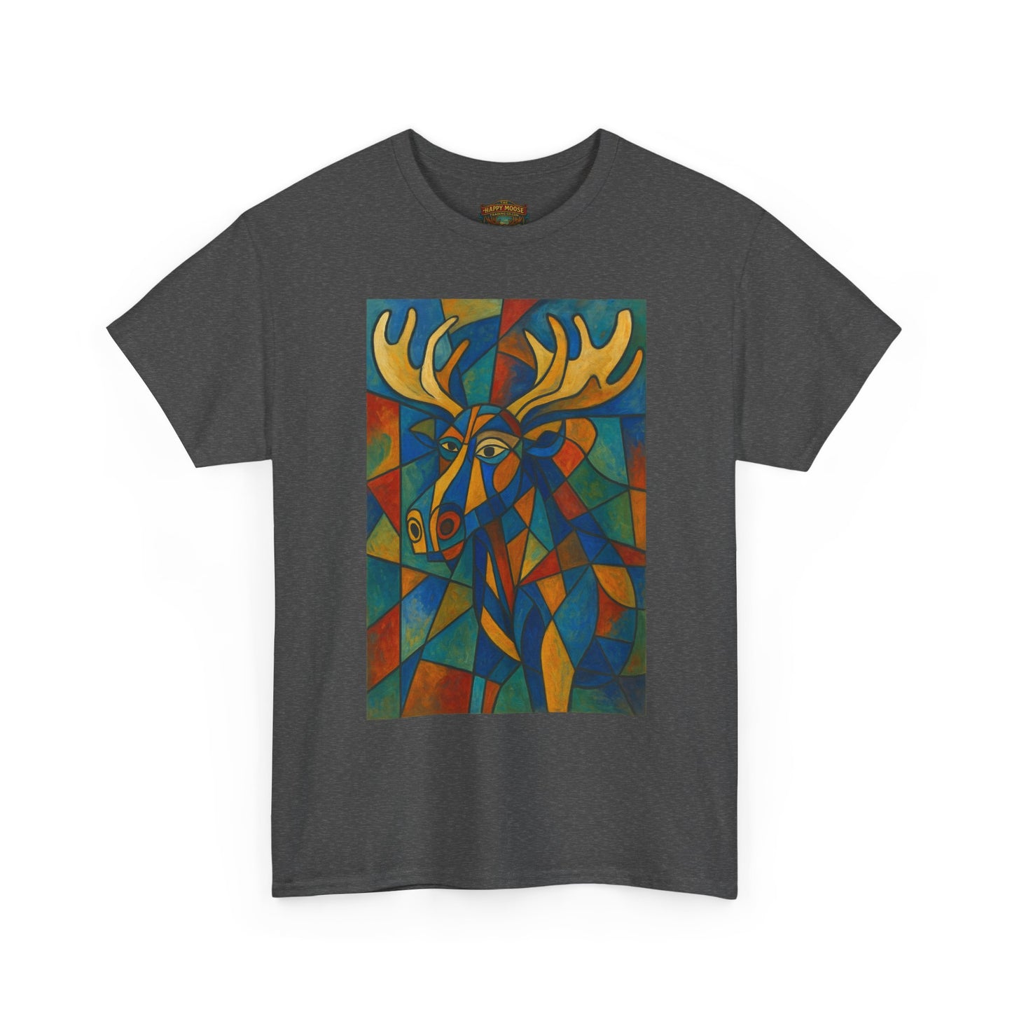Picasso Moose T‑Shirt — Colorful Geometric Woodland Art Tee