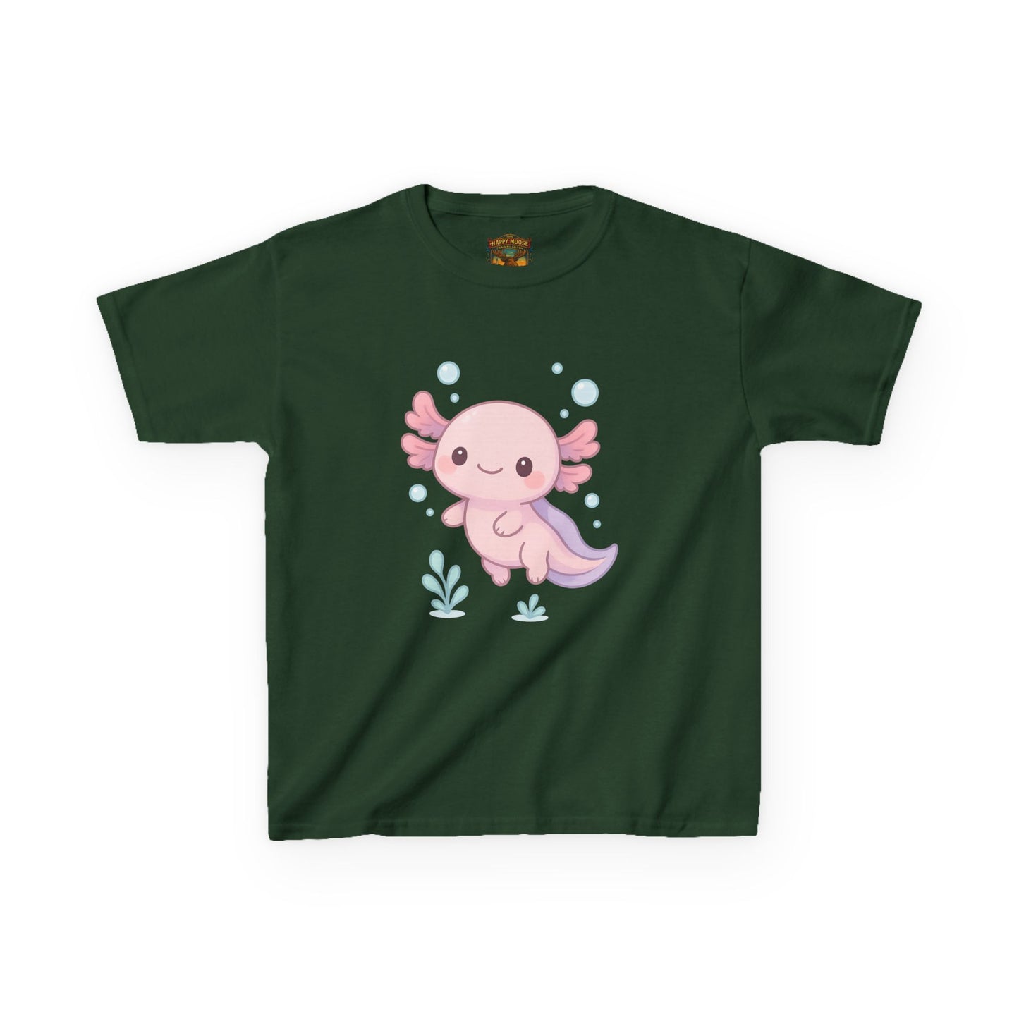Kids Axolotl T‑Shirt — Cute Pink Axolotl Cartoon Tee for Kids