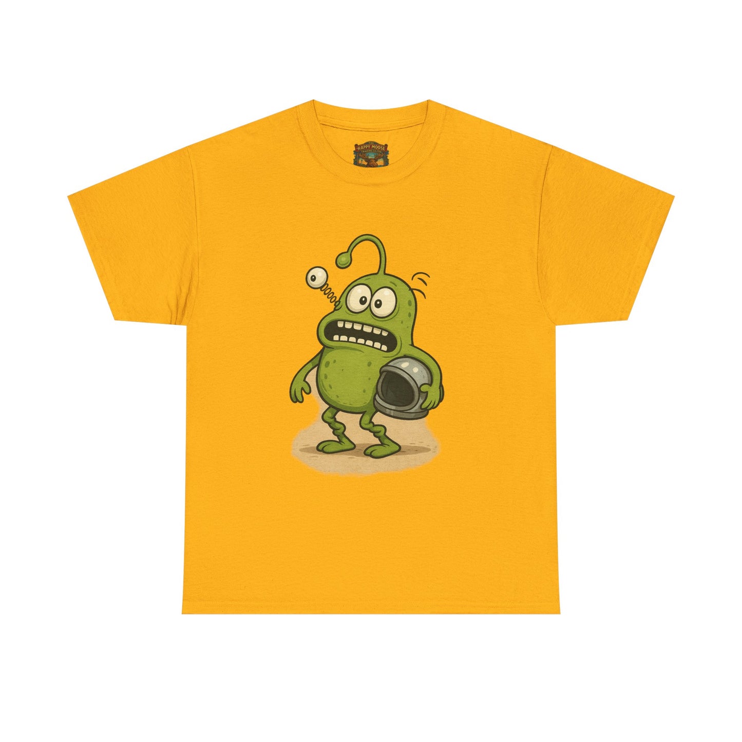 Green Alien Cartoon Tee | Funny Space Monster Illustration