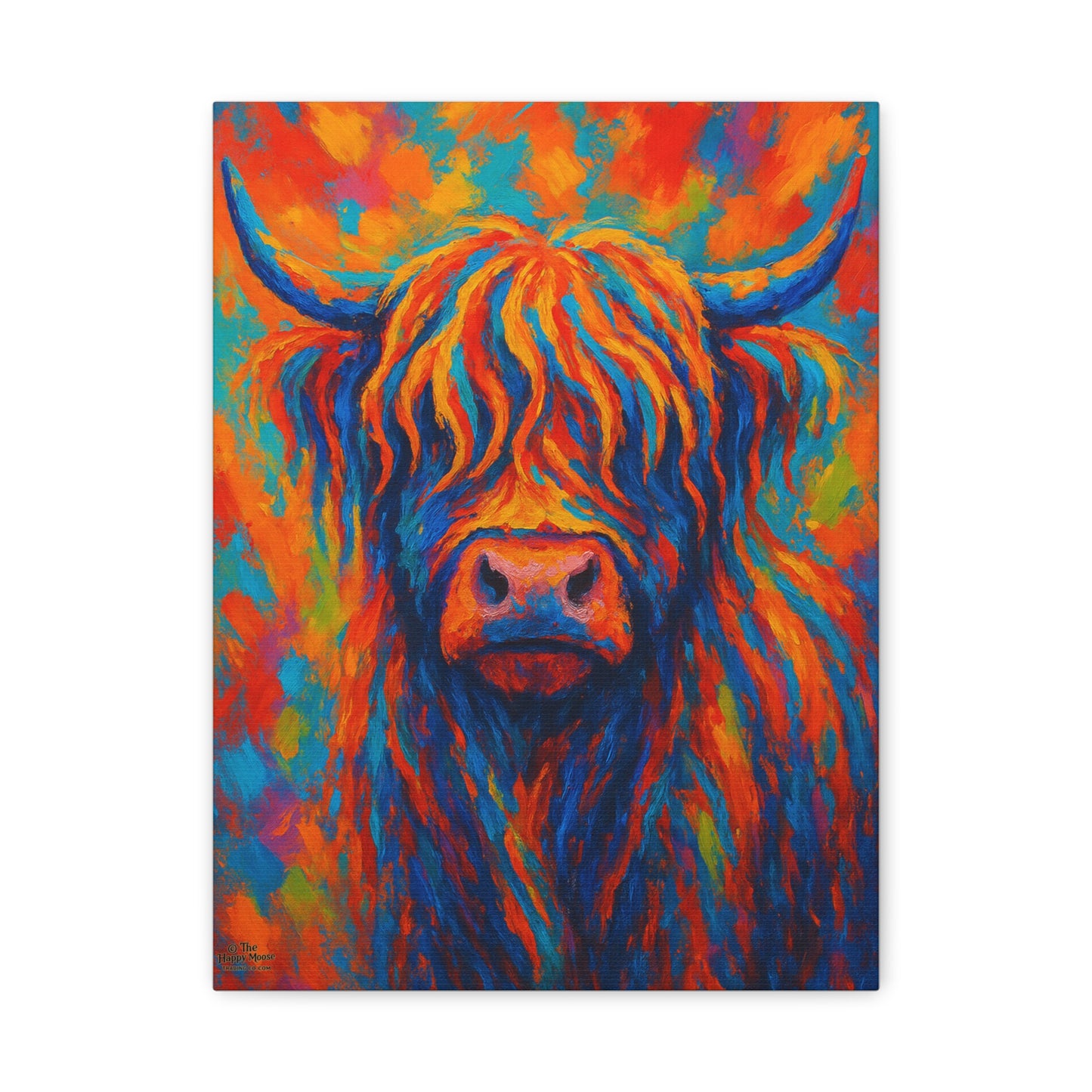 Colorful Highland Cow Matte Canvas Wall Art — Vibrant Stretched Canvas