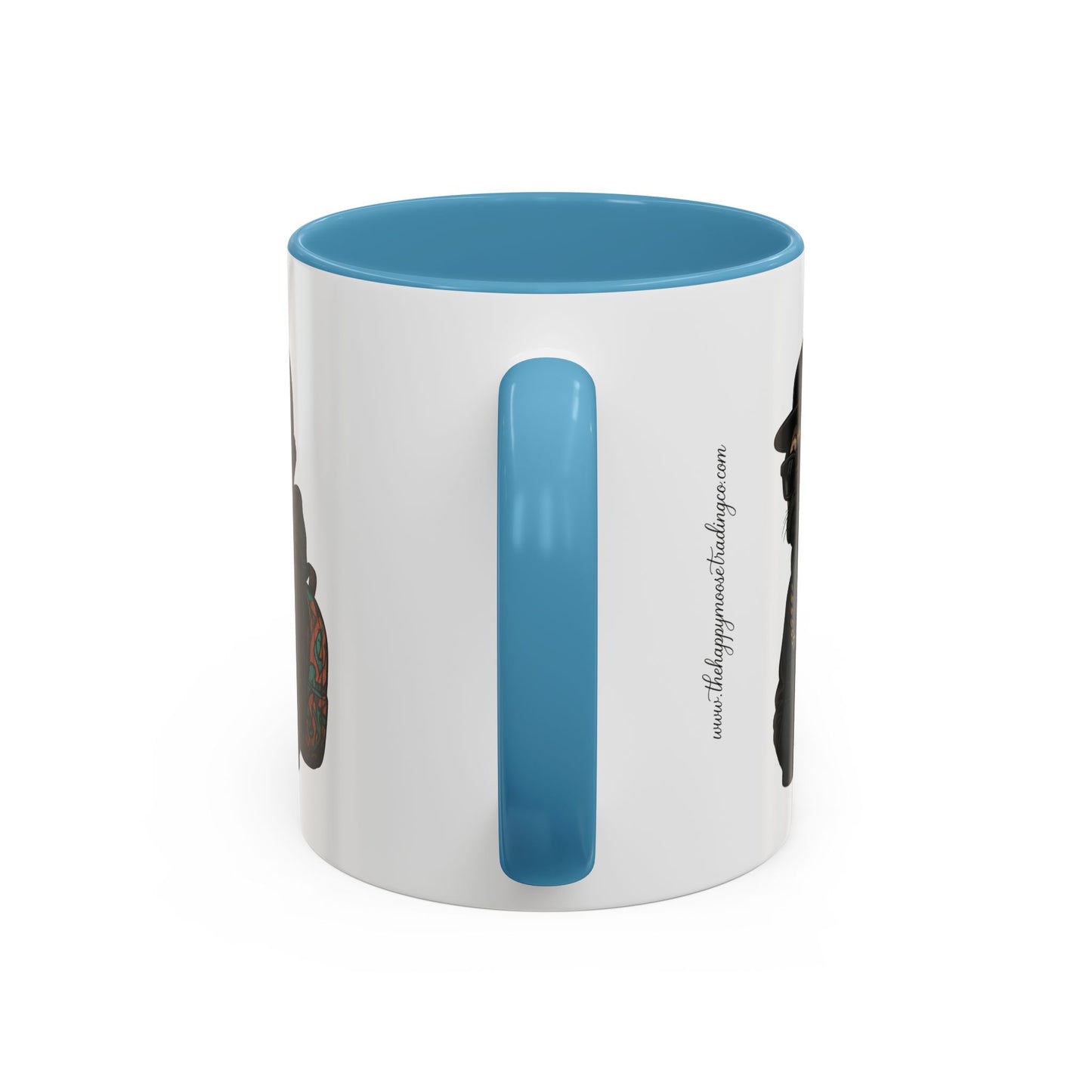 Pug Mug — Red Accent Coffee Mug with Hipster Pug Illustration (11/15oz)