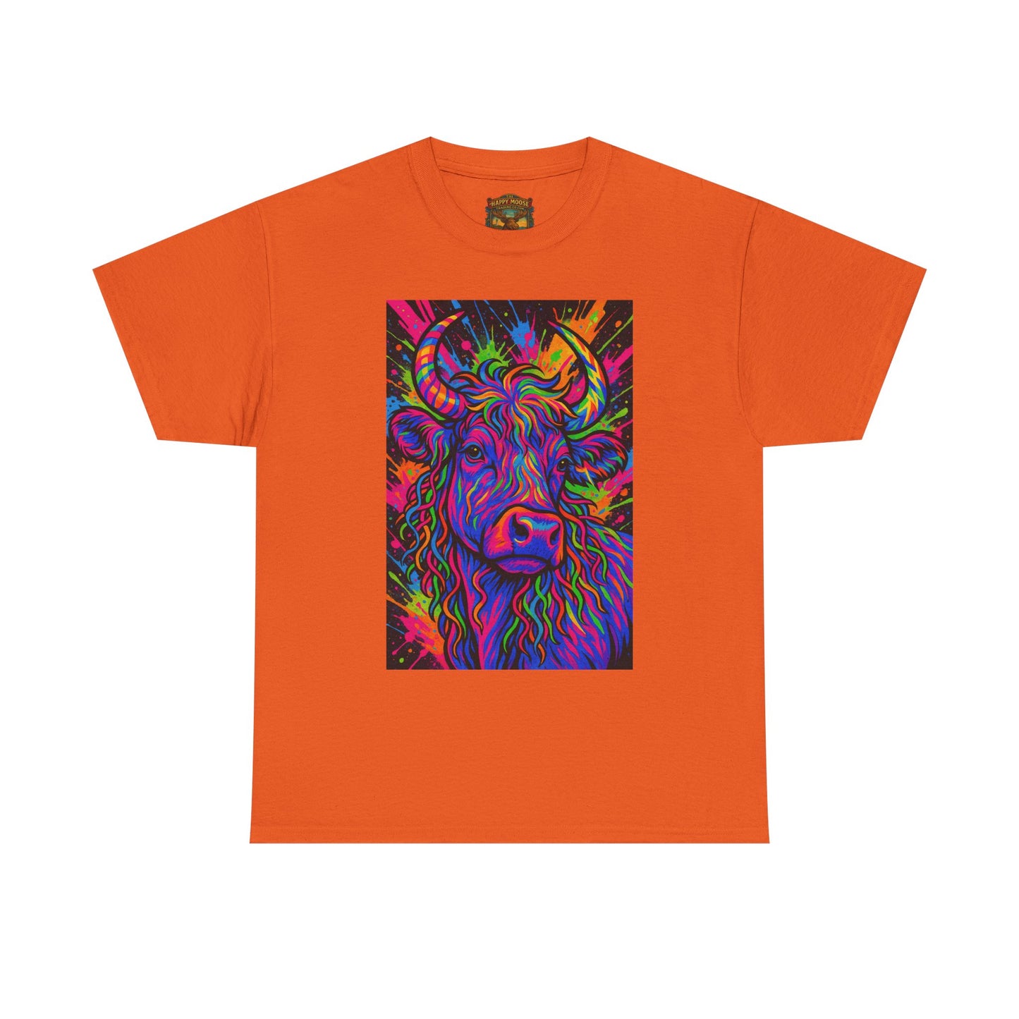 Psycadelic Highland Cow T-Shirt | Retro Rainbow Cow Art 1
