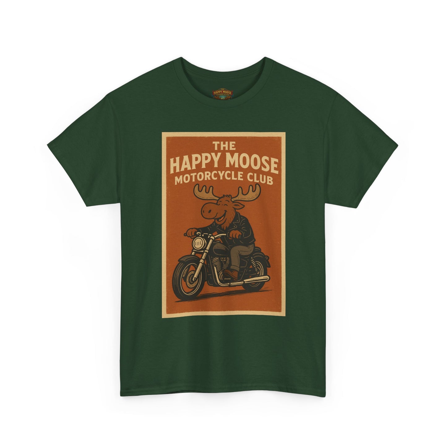 Happy Moose Motorcycle Club T-Shirt | Moose Biker Graphic
