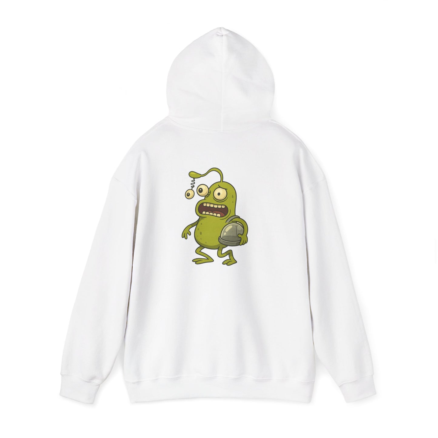 Alien Monster Hoodie — Cute Green Space Creature Graphic Hooded Sweatshirt