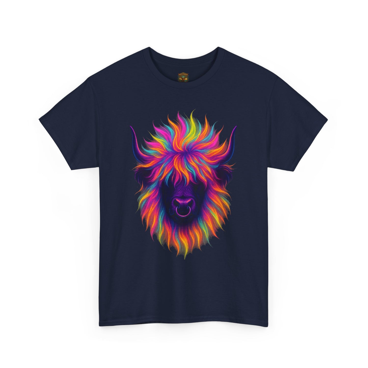 Colorful Highland Cow T-Shirt — Vibrant Rainbow Yak Graphic Tee