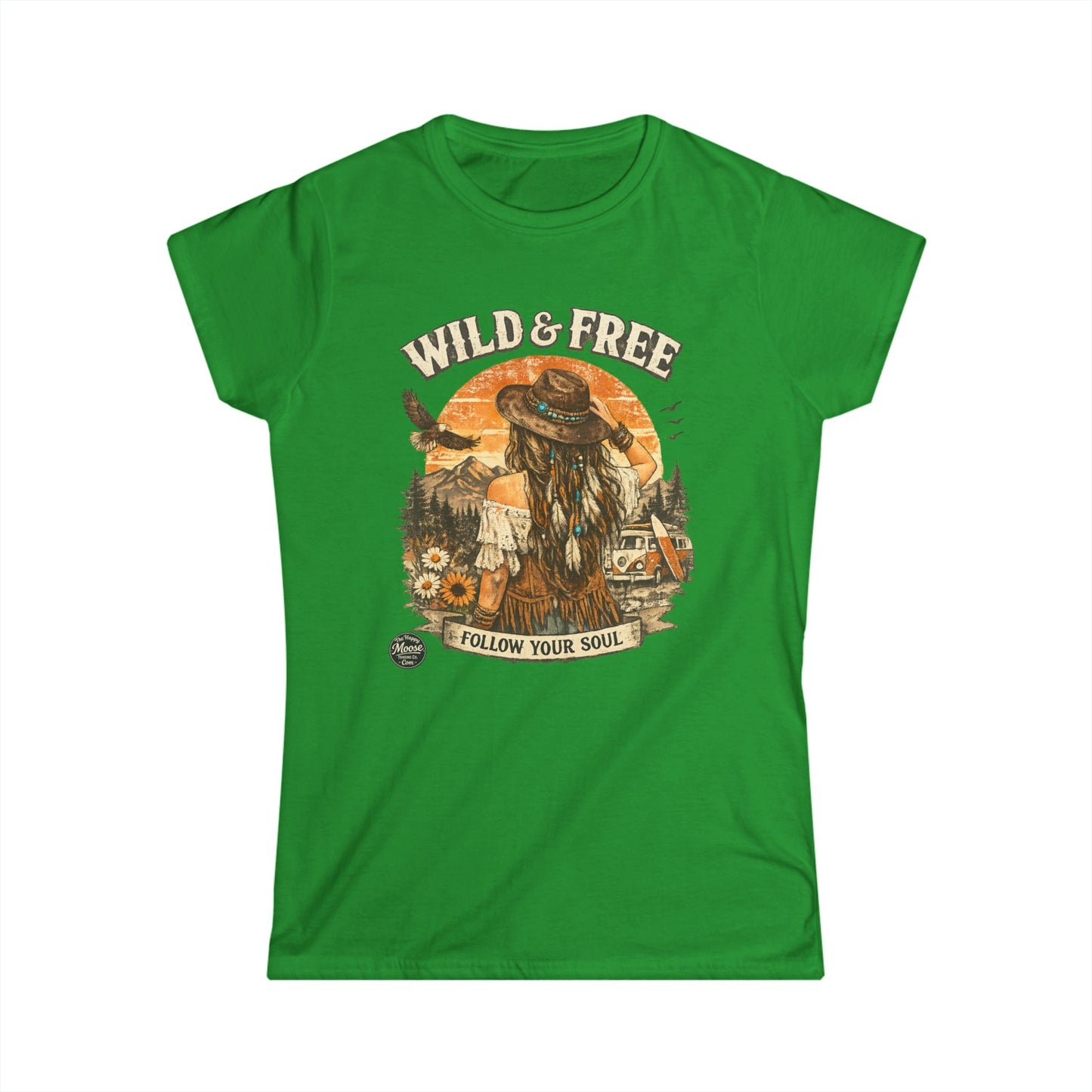 Wild & Free Women's Tee — 'Follow Your Soul' Boho Camping Graphic Shirt