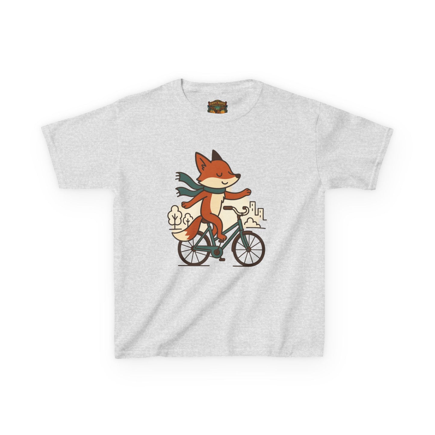 Kids Fox Bike T‑Shirt — Cute Riding Fox Illustration Tee