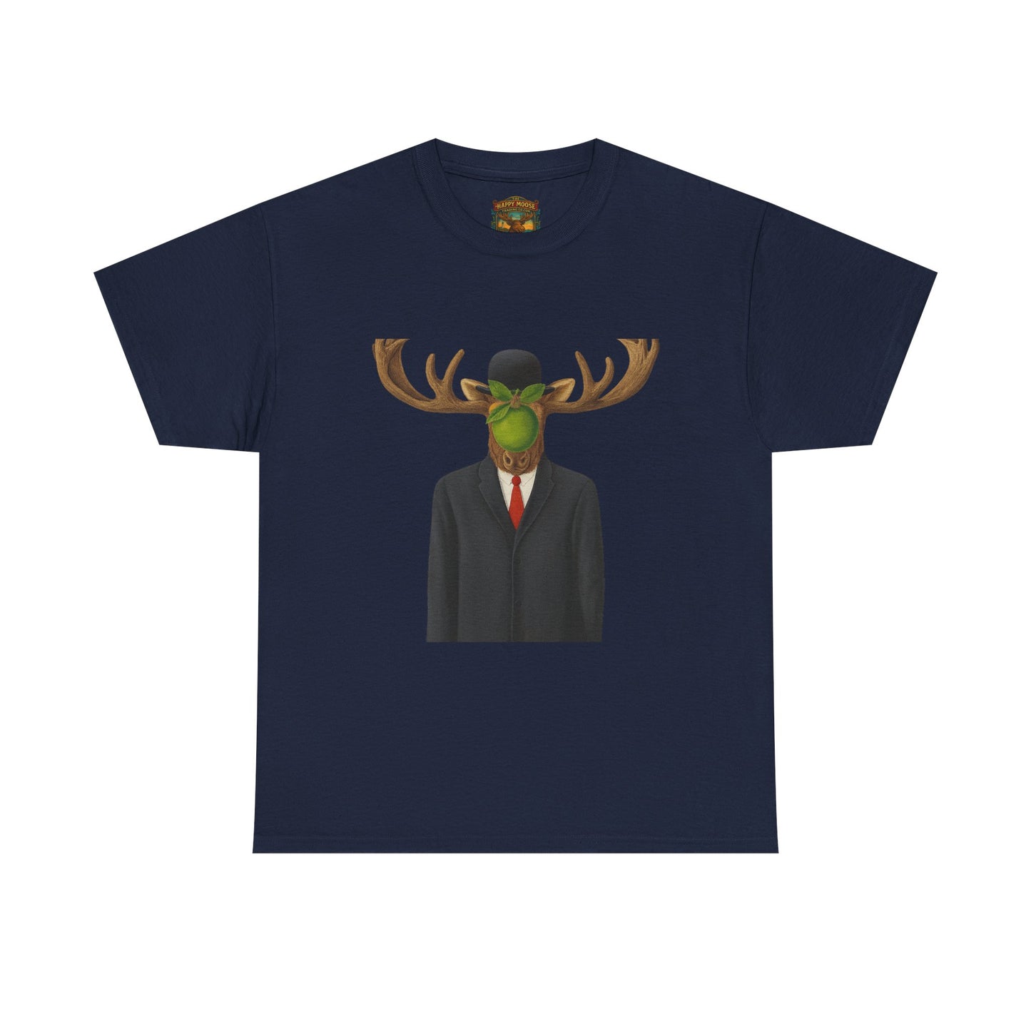 Surreal Moose Head Suit T‑Shirt — 'Man with Antlers' Artistic Graphic Tee