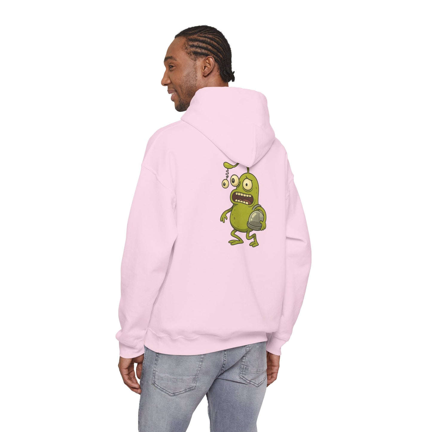 Alien Monster Hoodie — Cute Green Space Creature Graphic Hooded Sweatshirt