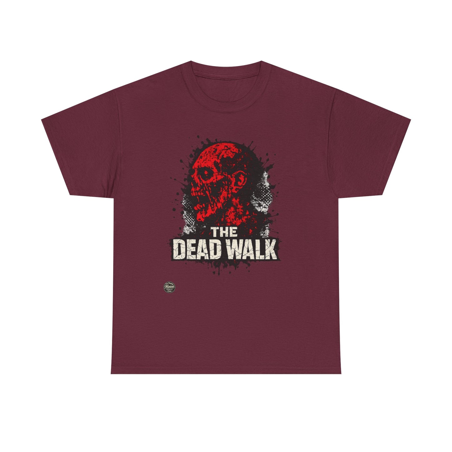 The Dead Walk Horror T-Shirt — Red Zombie Skull Graphic Tee